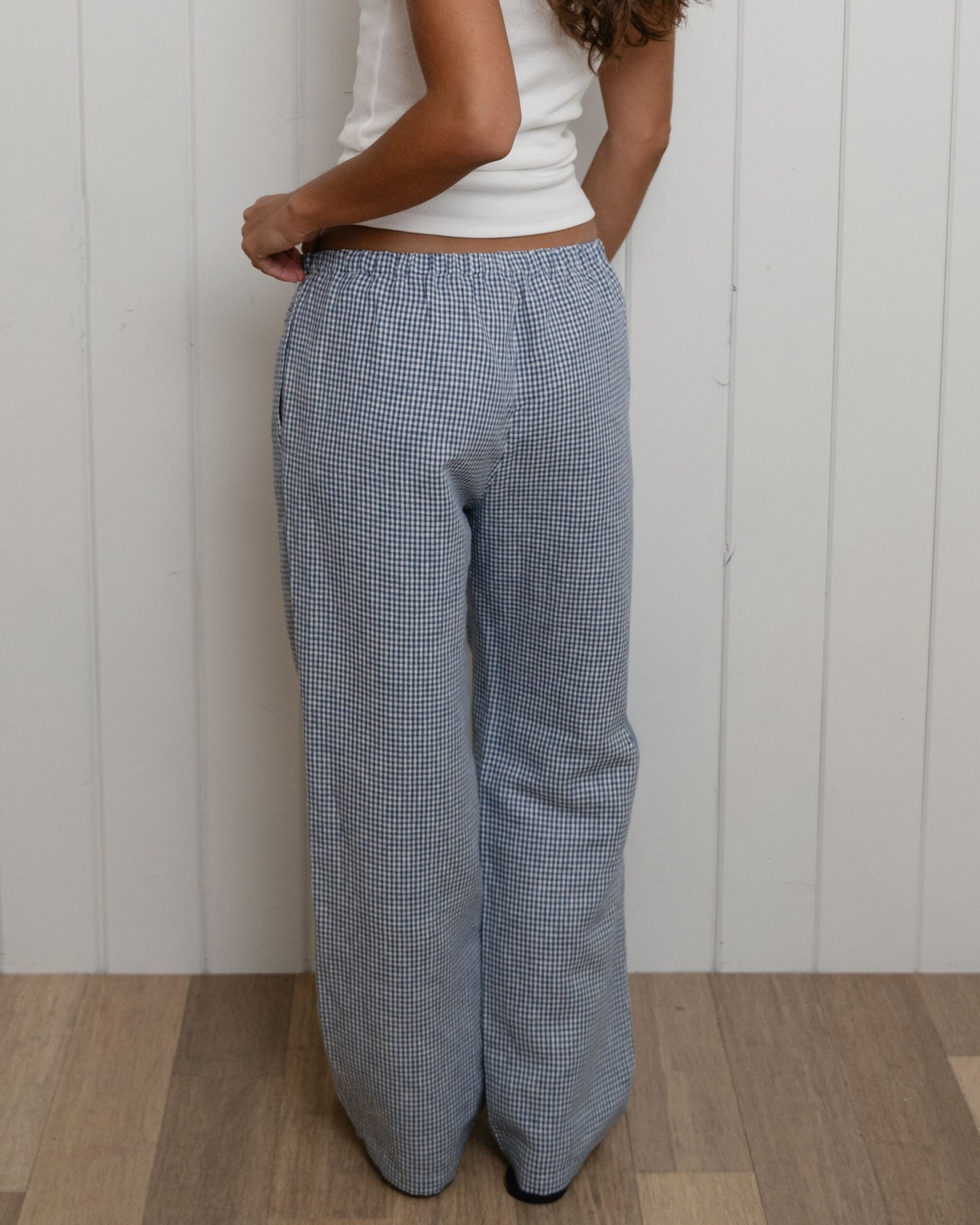 Gingham Linen Pants - Blue Gingham