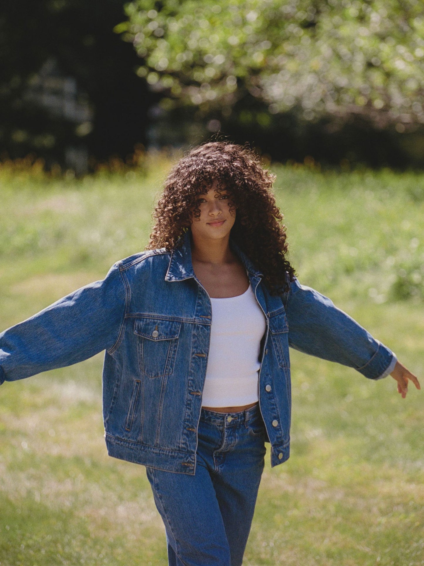 oversized jean jacket -medium wash