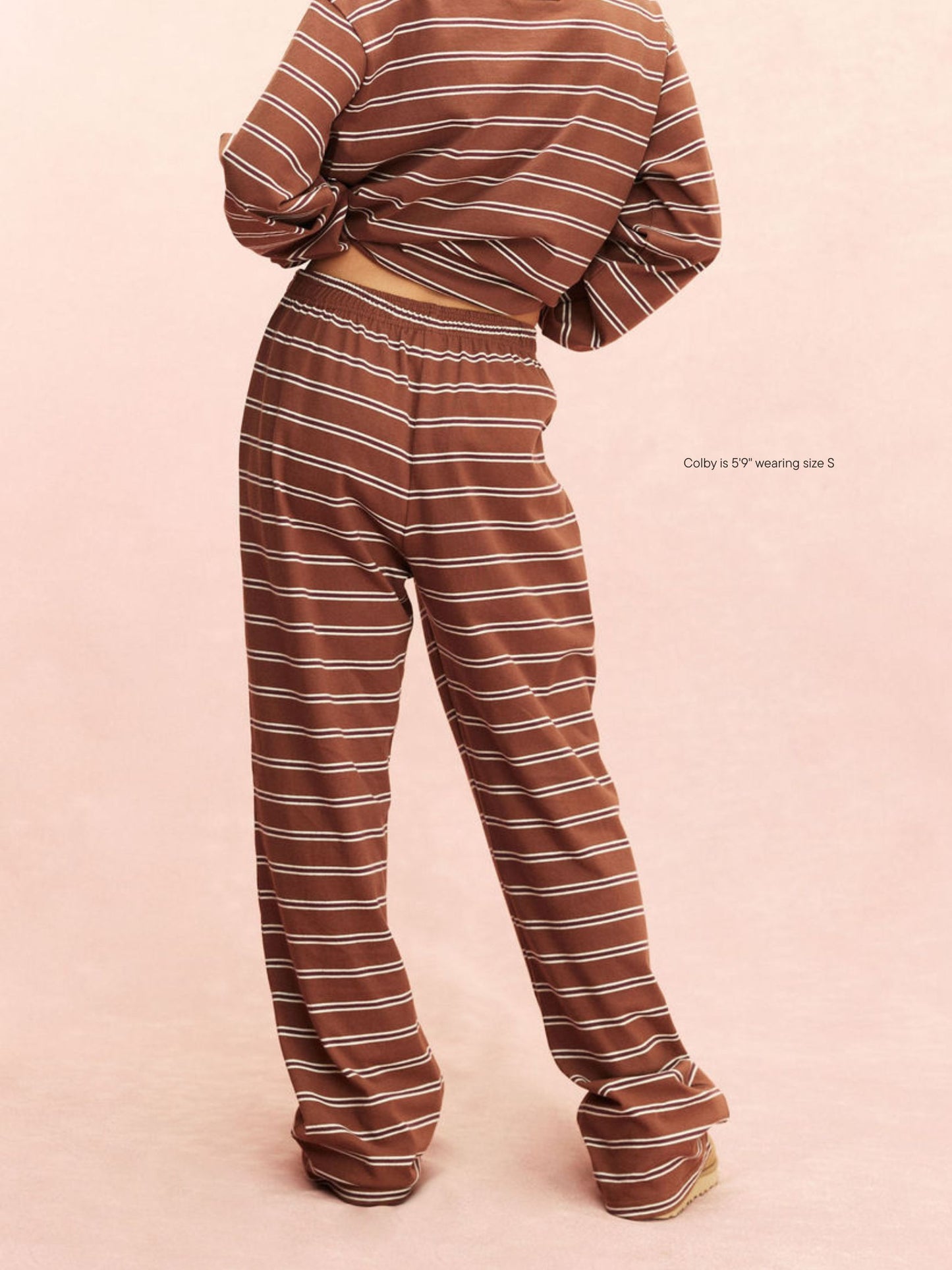 girl wearing Striped Boxer Pants -tonal stripe