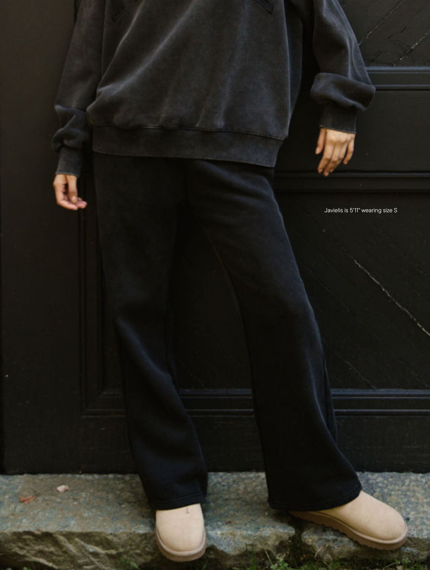 boxer sweatpants -acid wash black