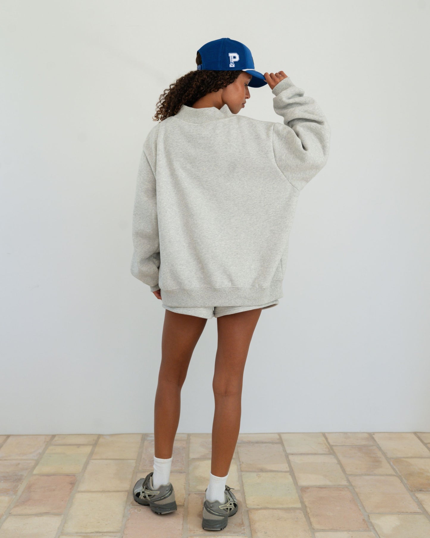 Varsity Mockneck - Classic Grey + Royal Blue