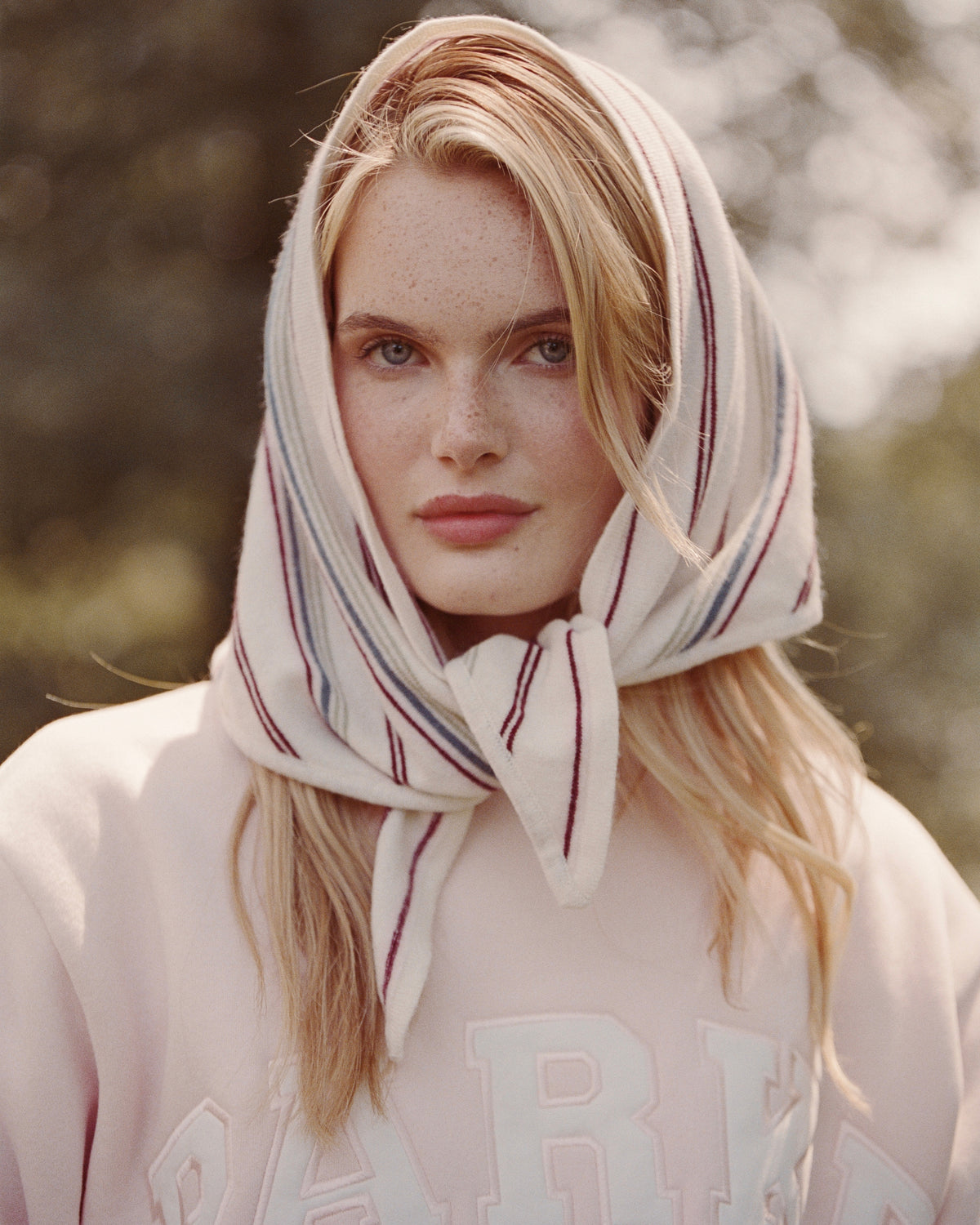Triangle Scarf - Cream Stripe
