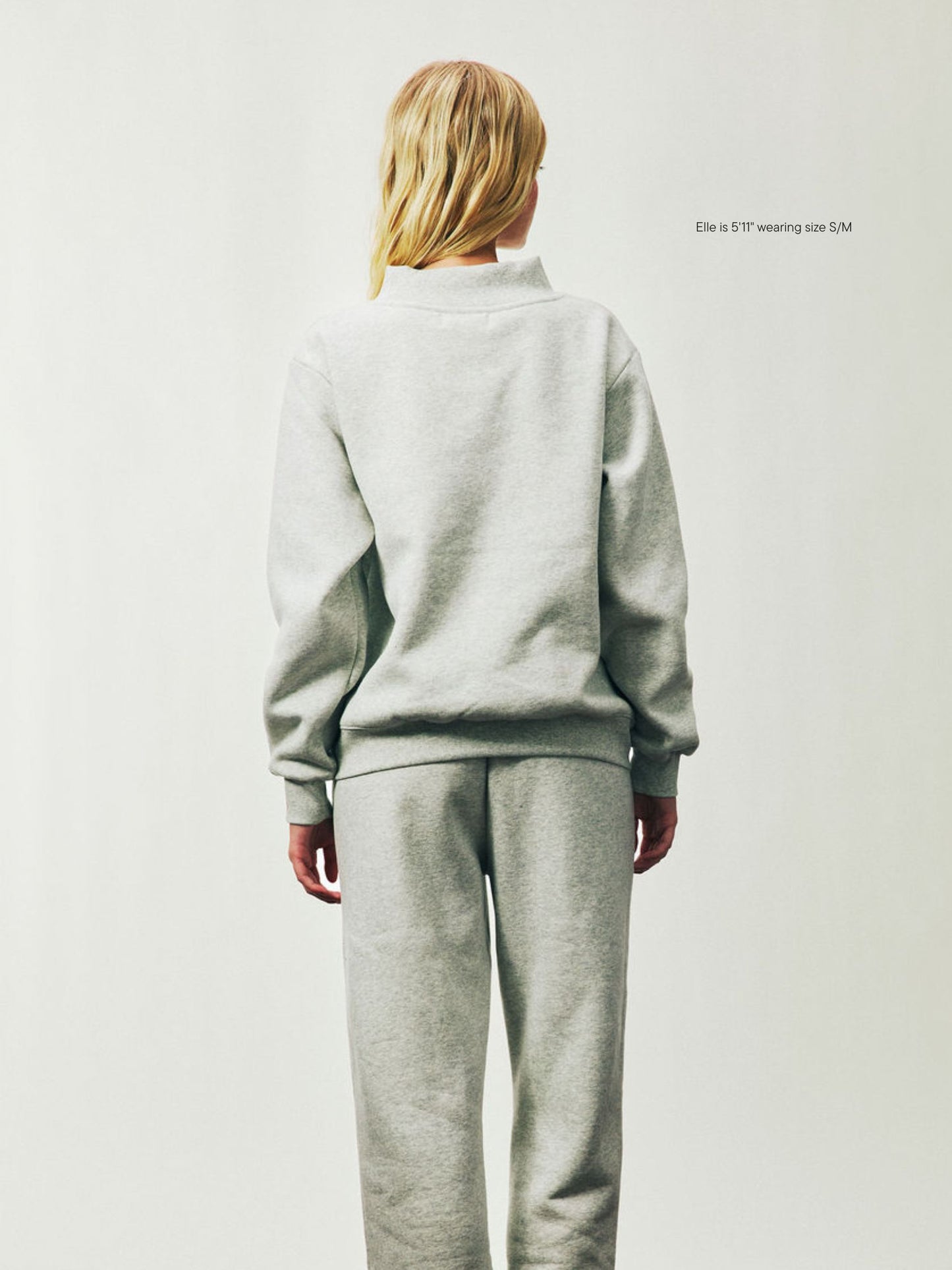 girl wearing Holiday Varsity Mockneck -classic grey + maroon