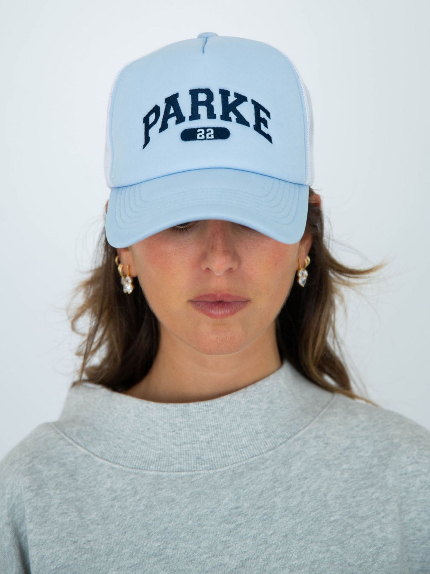birthday trucker hat -light blue