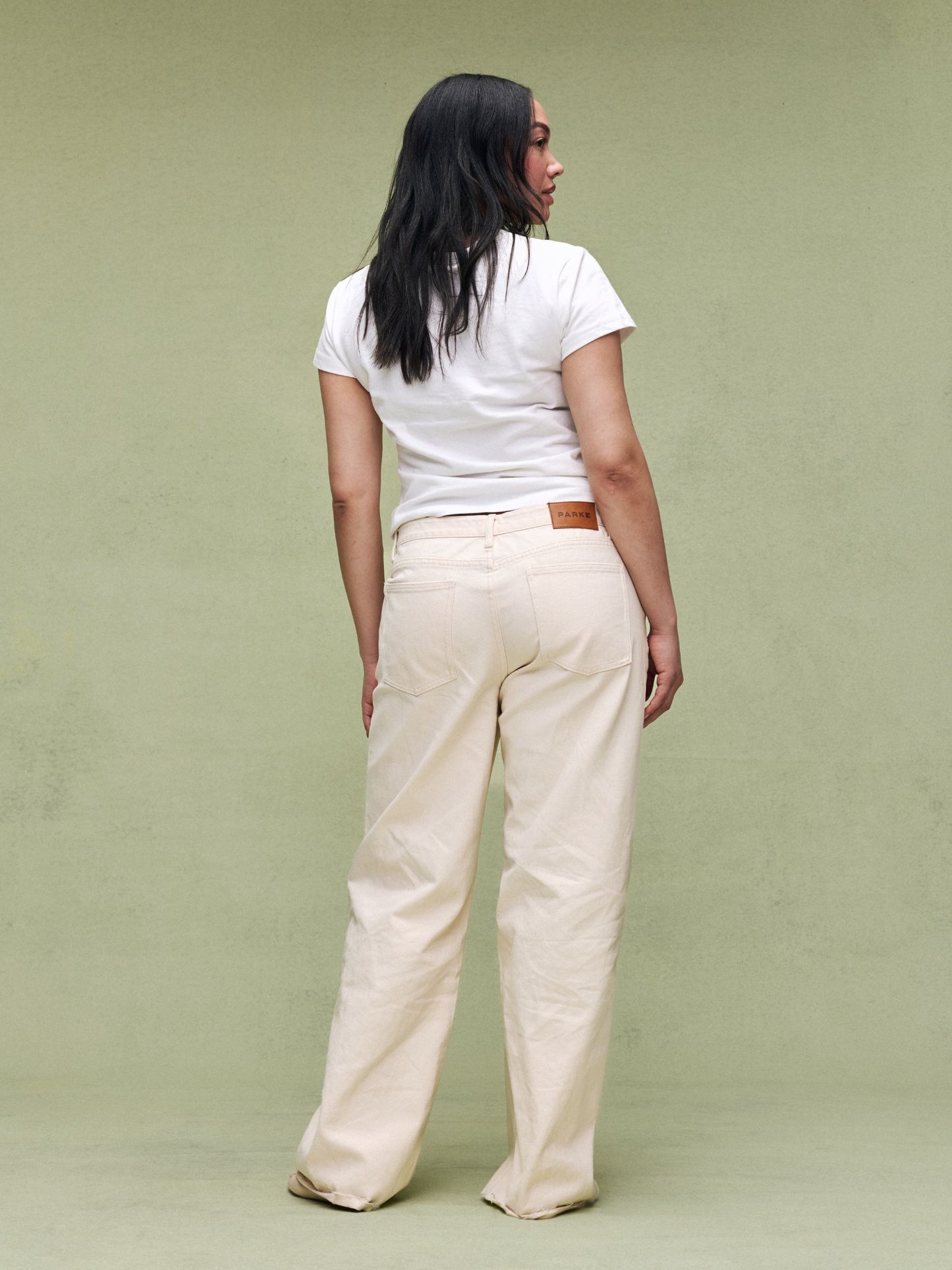 Low Rise Baggy Jeans - Cream