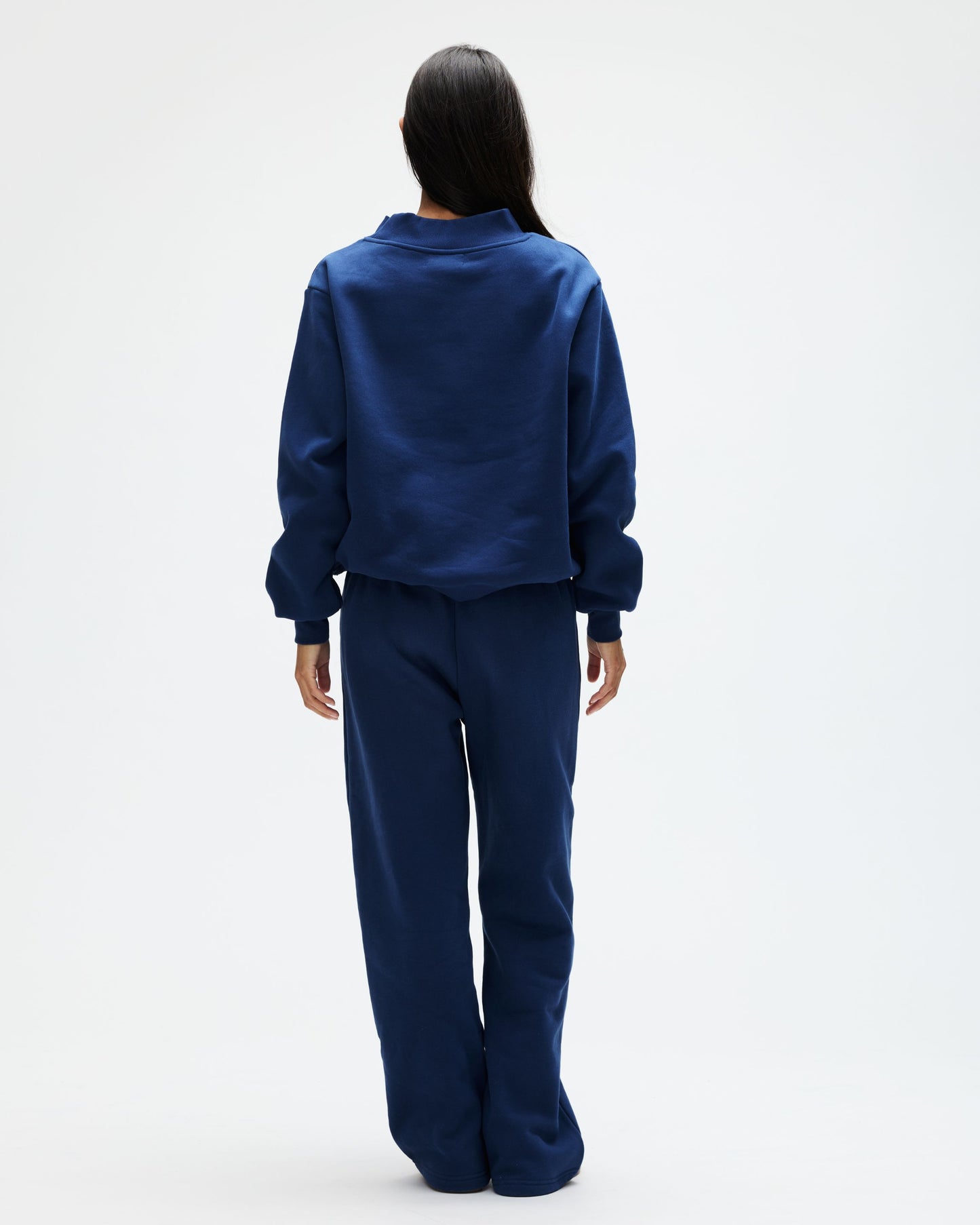 Varsity Mockneck - Denim + White