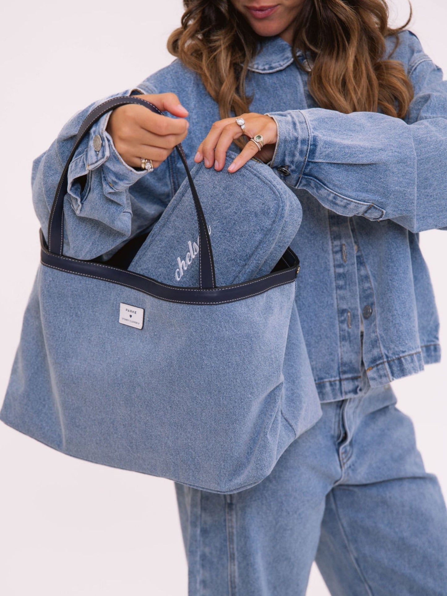 carry all tote flay lay -vintage wash