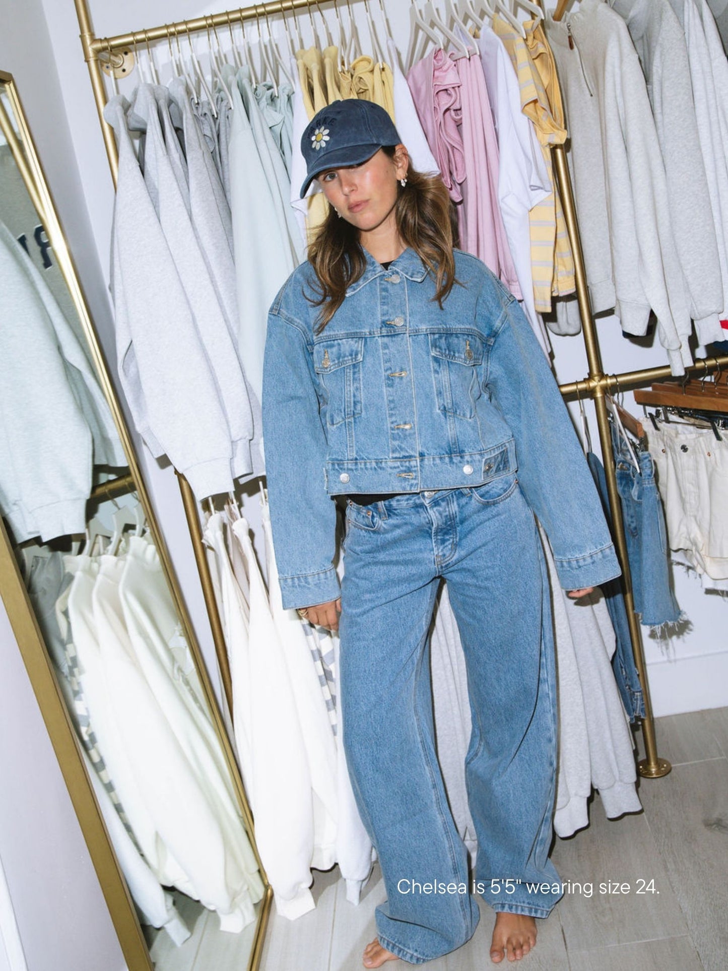 adjustable jean -vintage wash