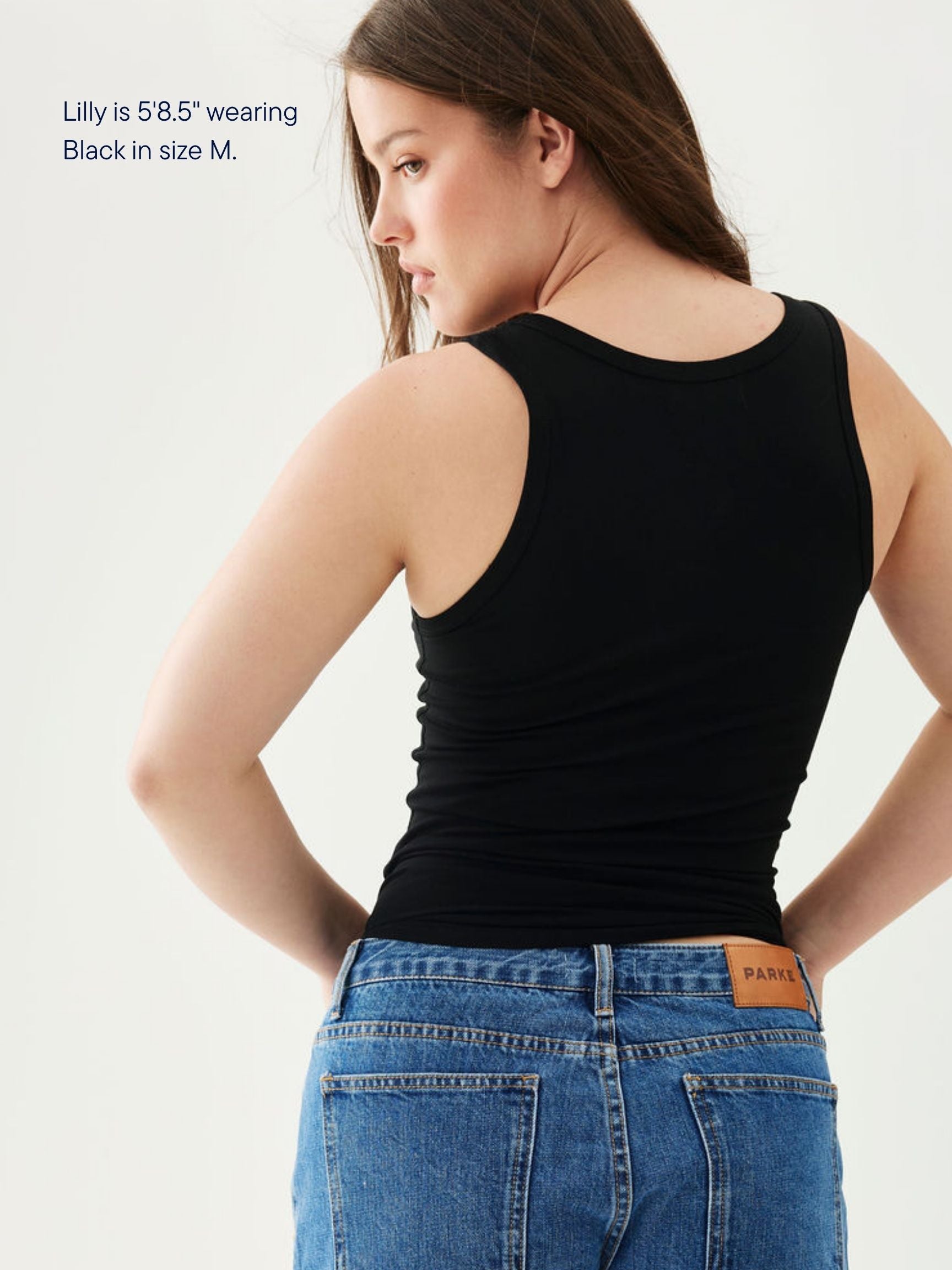 girl wearing core tee -black