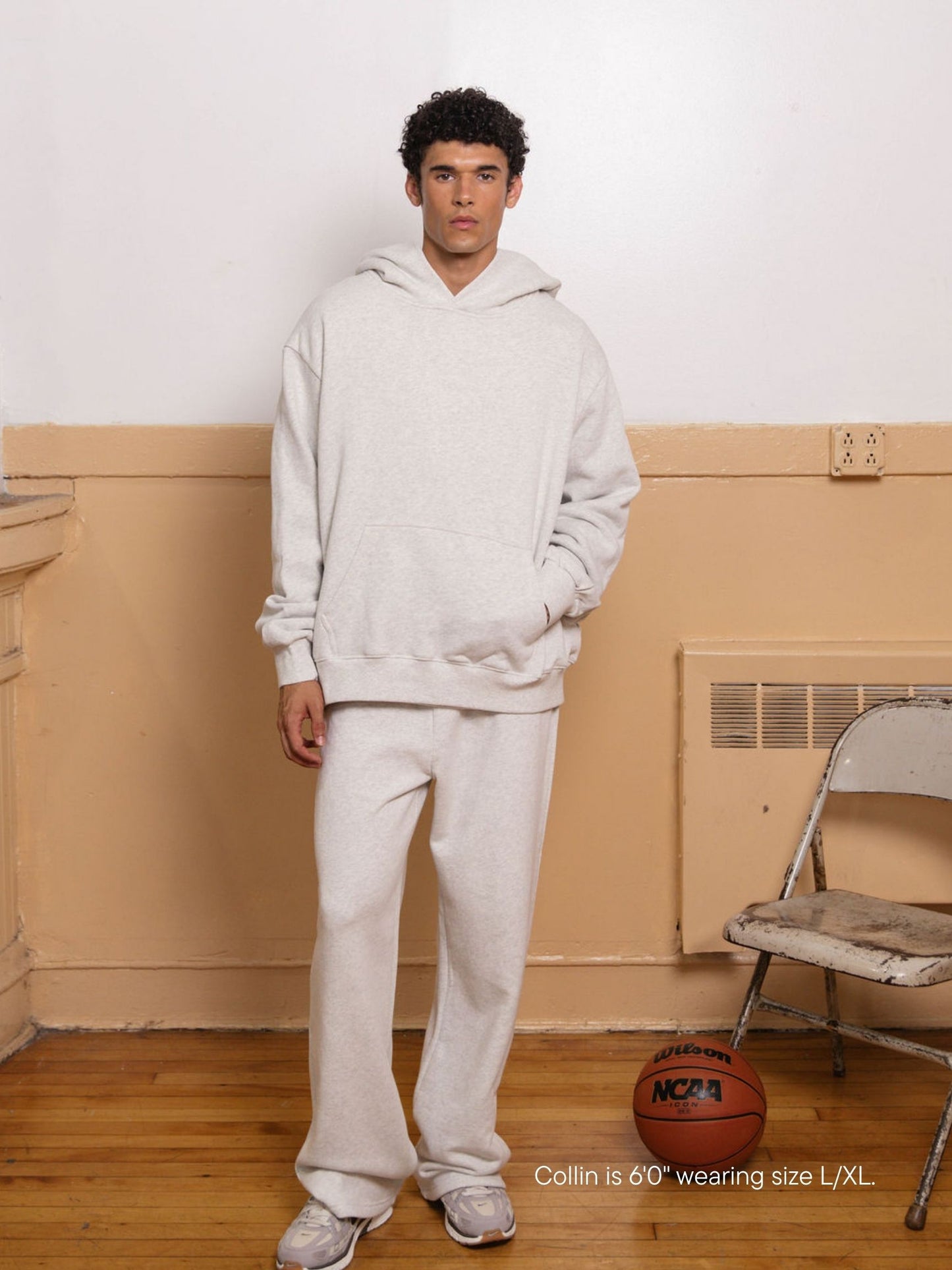boy wearing home team hoodie -heather grey