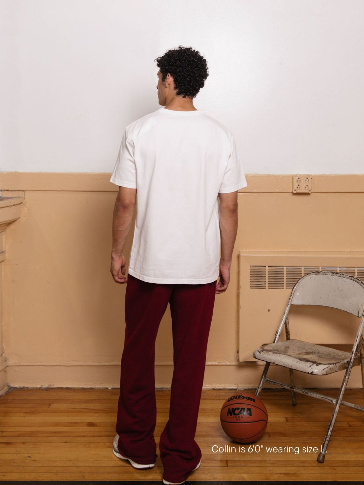 boy wearing boxer sweatpants -maroon