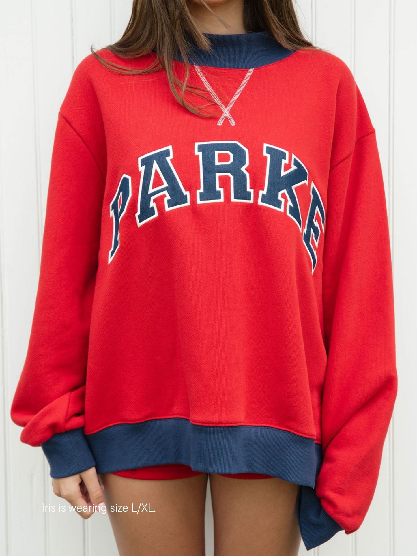 two tone varsity mockneck -firecracker