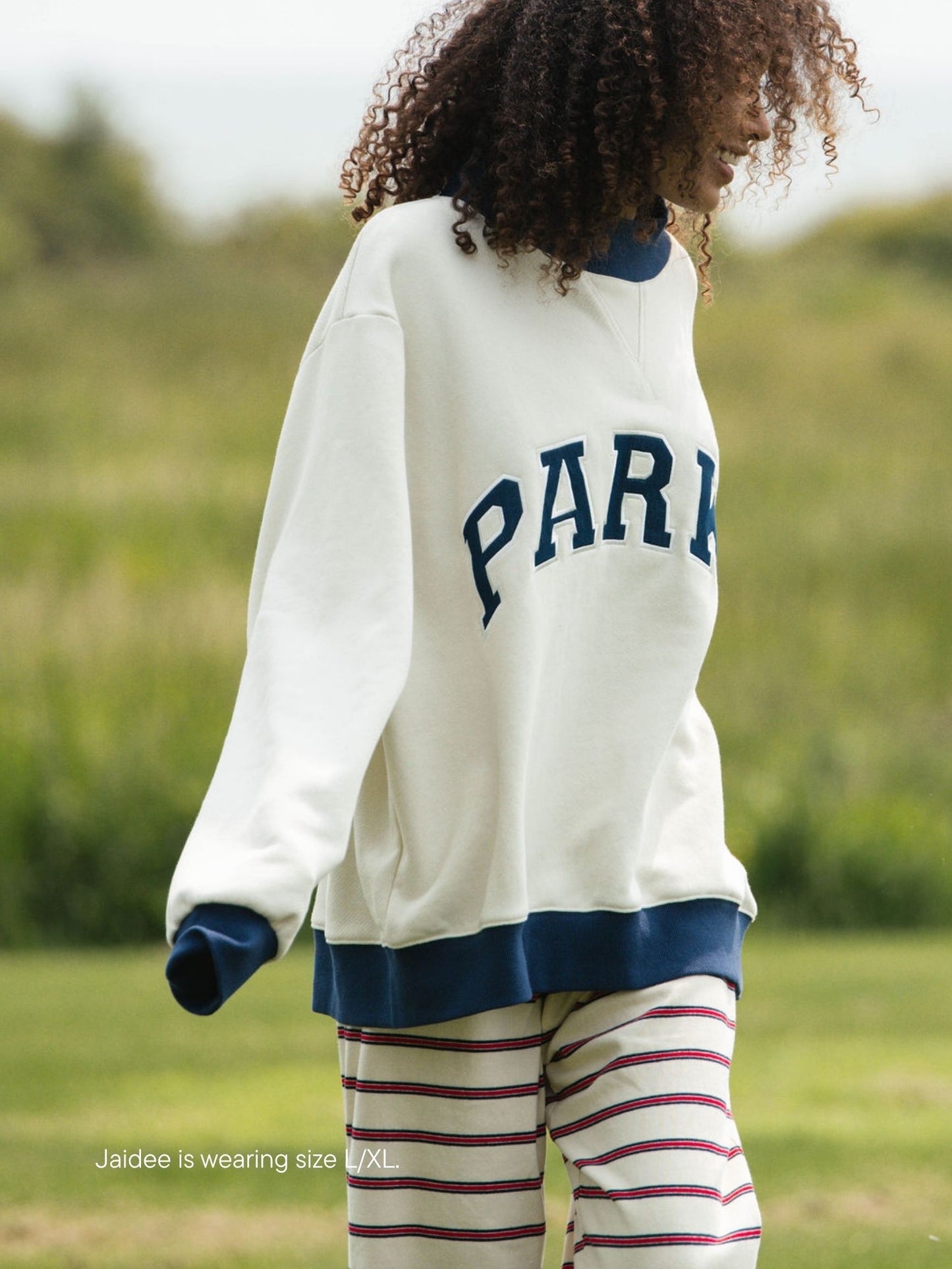 two tone varsity mockneck -cream