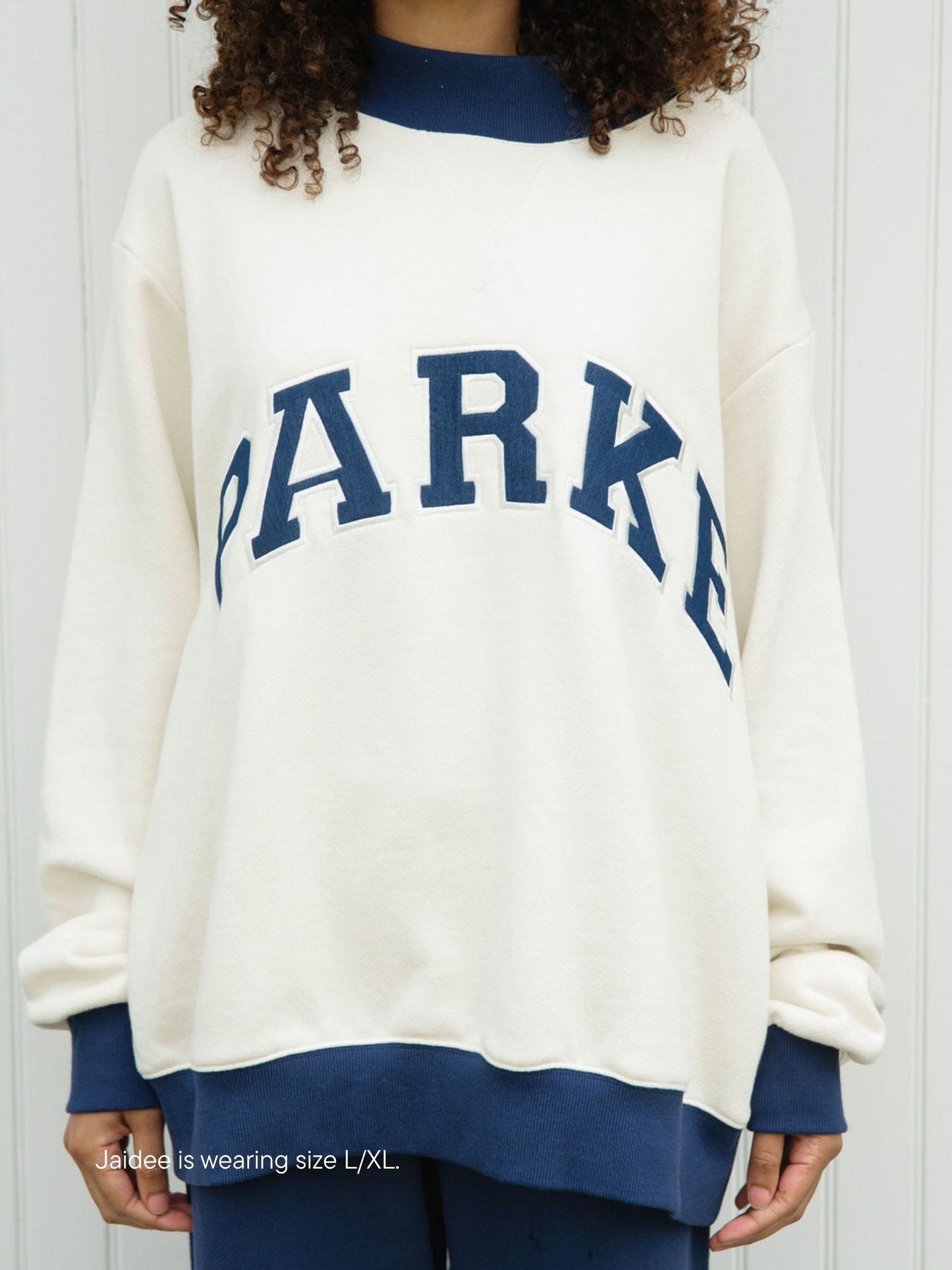 two tone varsity mockneck -cream