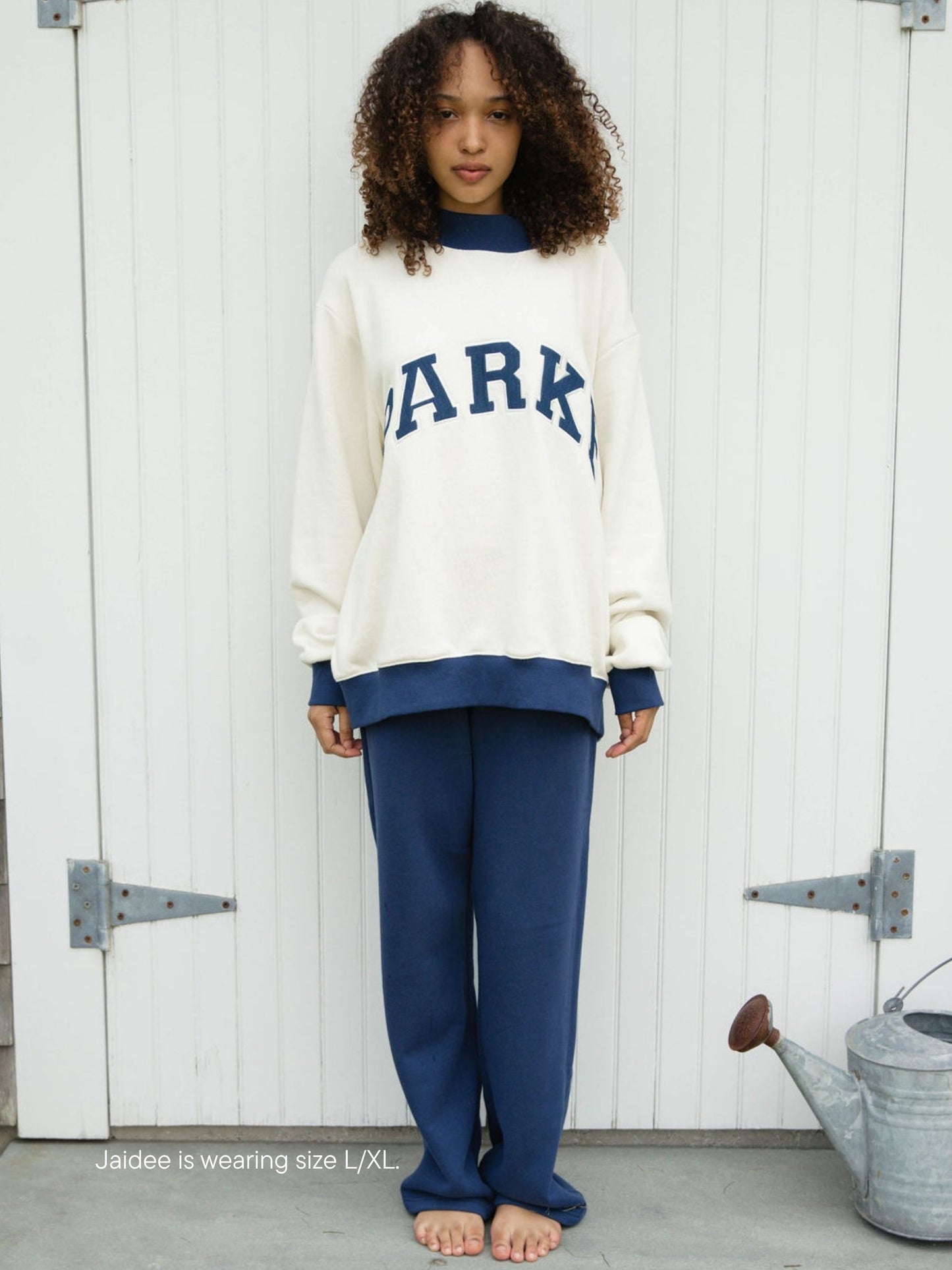 two tone varsity mockneck -cream