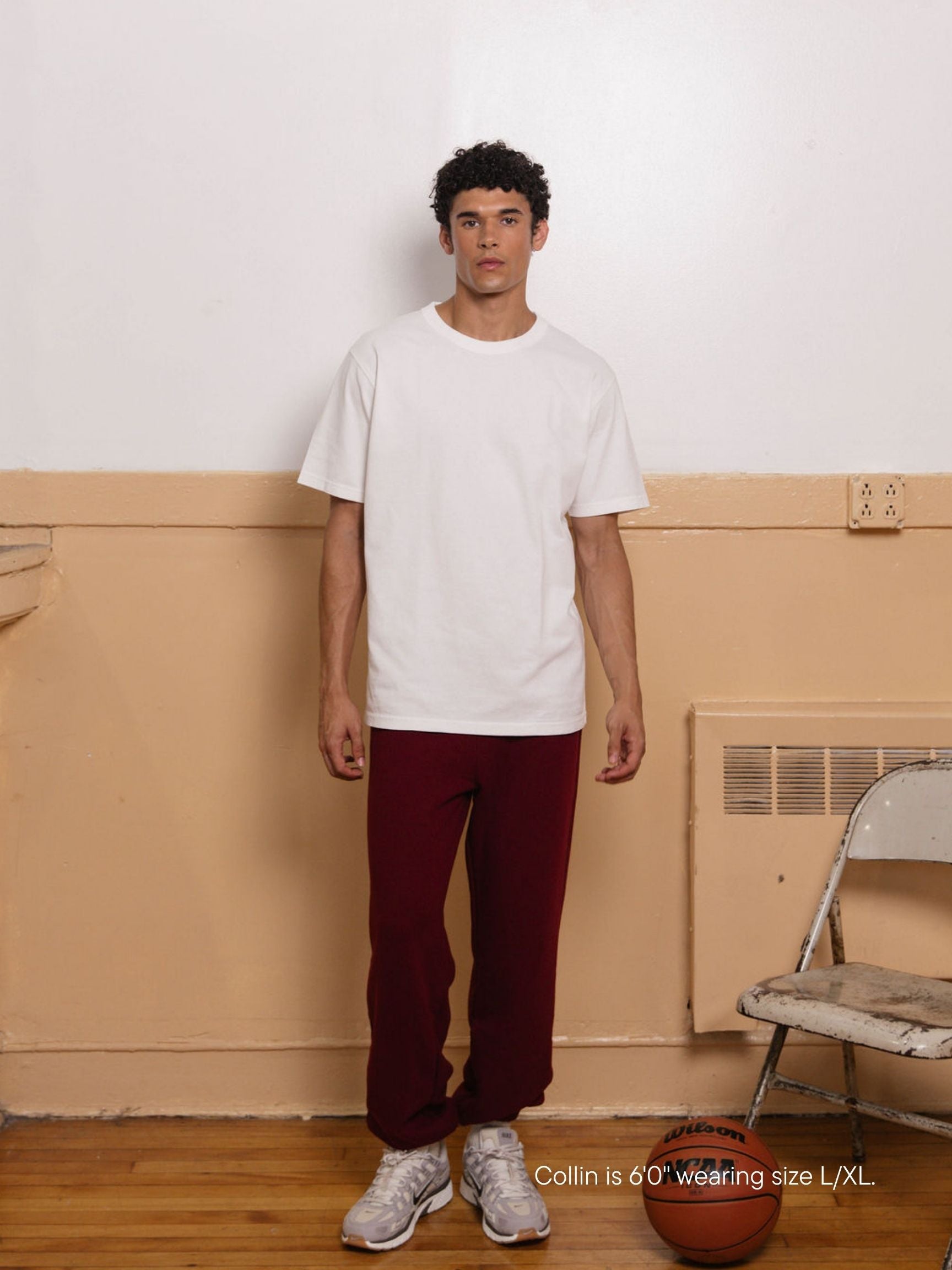 boy wearing unisex sweats -maroon