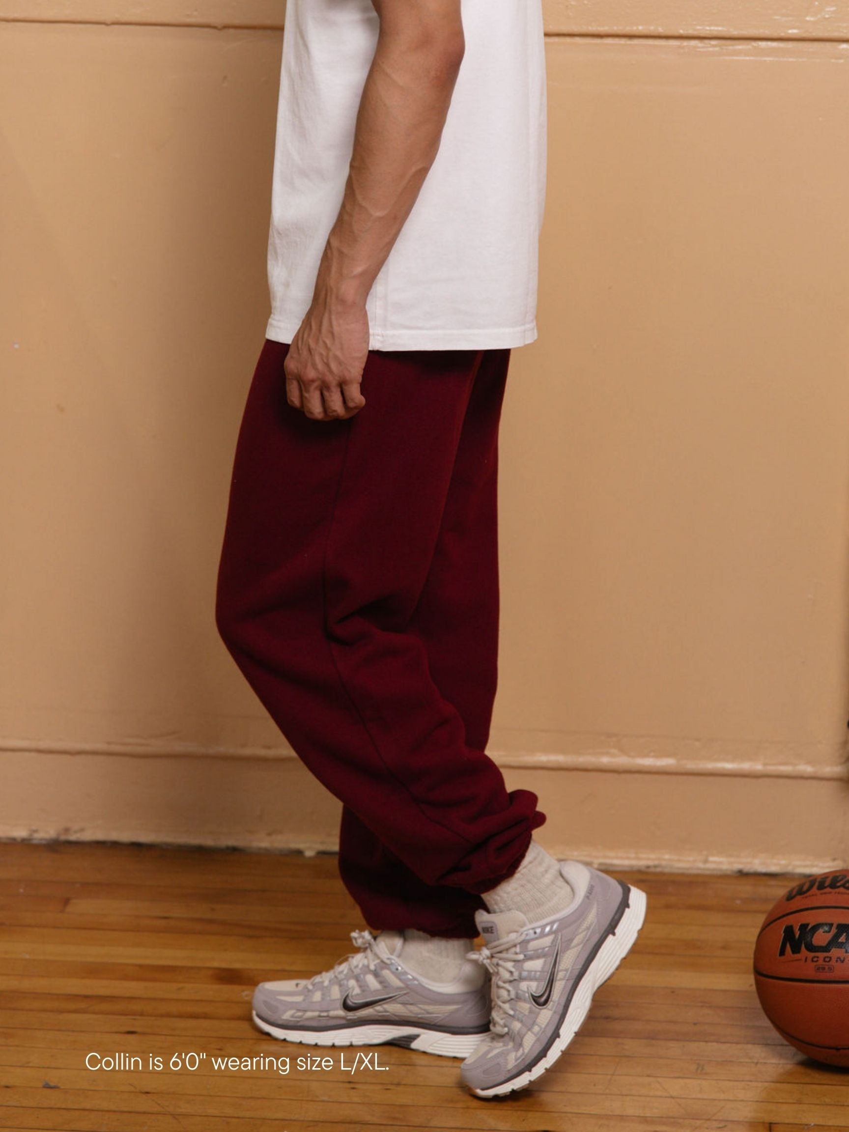 boy wearing unisex sweats -maroon
