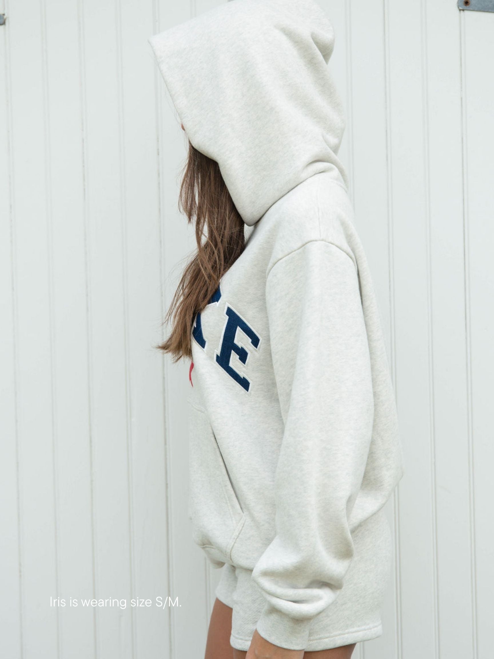 varsity star hoodie -heather grey + navy