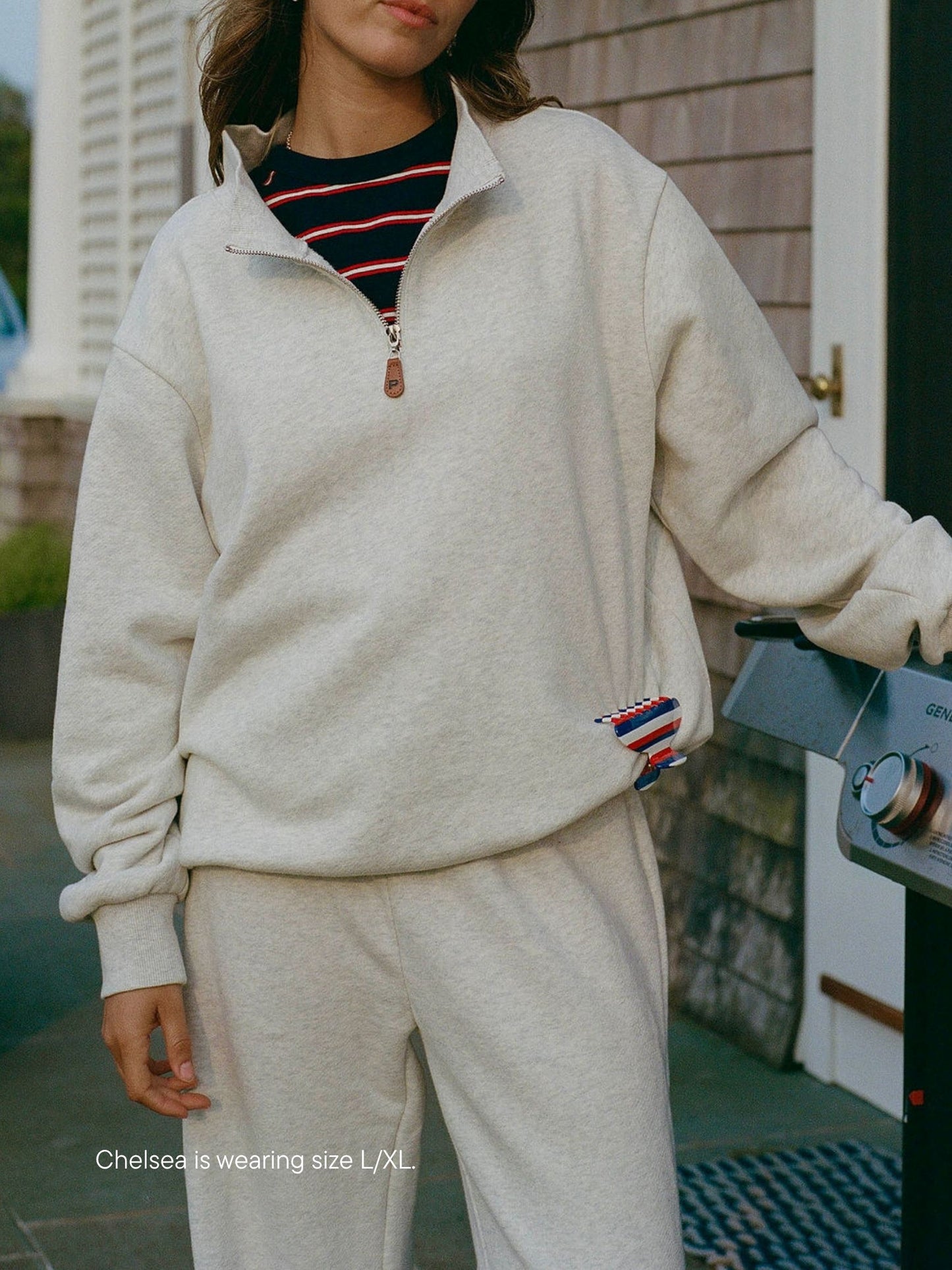 quarter zip mockneck -heather grey