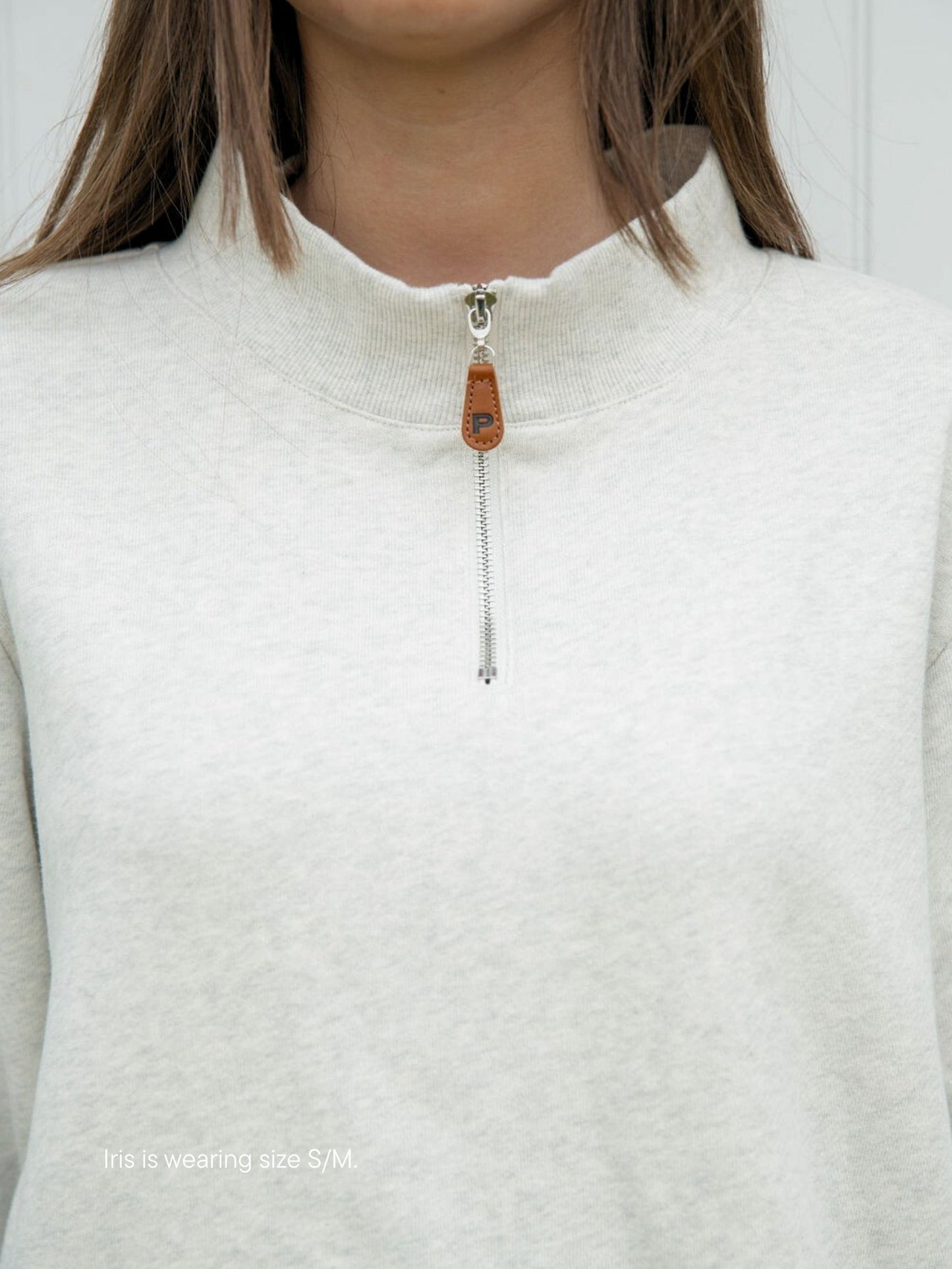quarter zip mockneck -heather grey