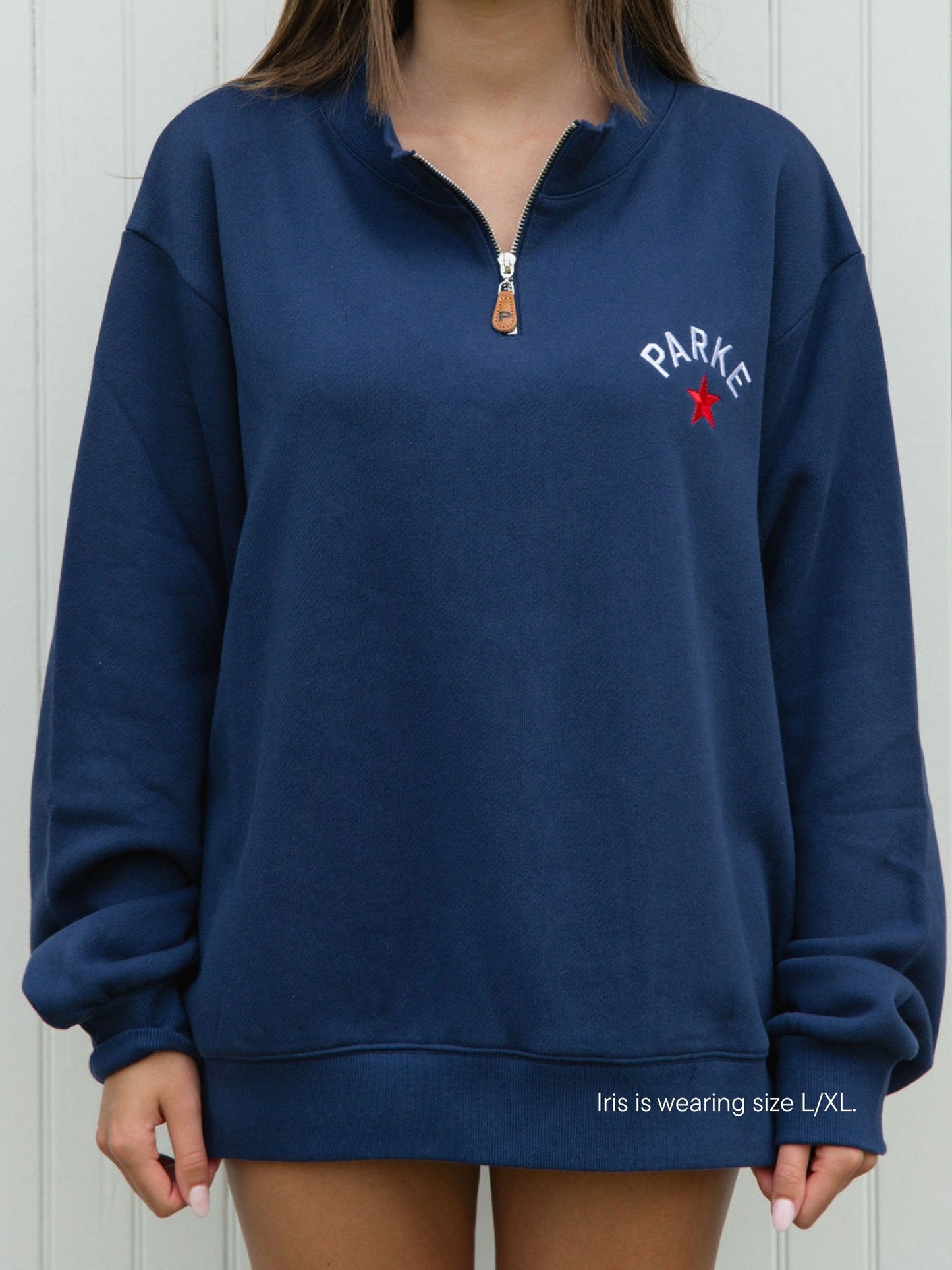 quarter zip mockneck -denim