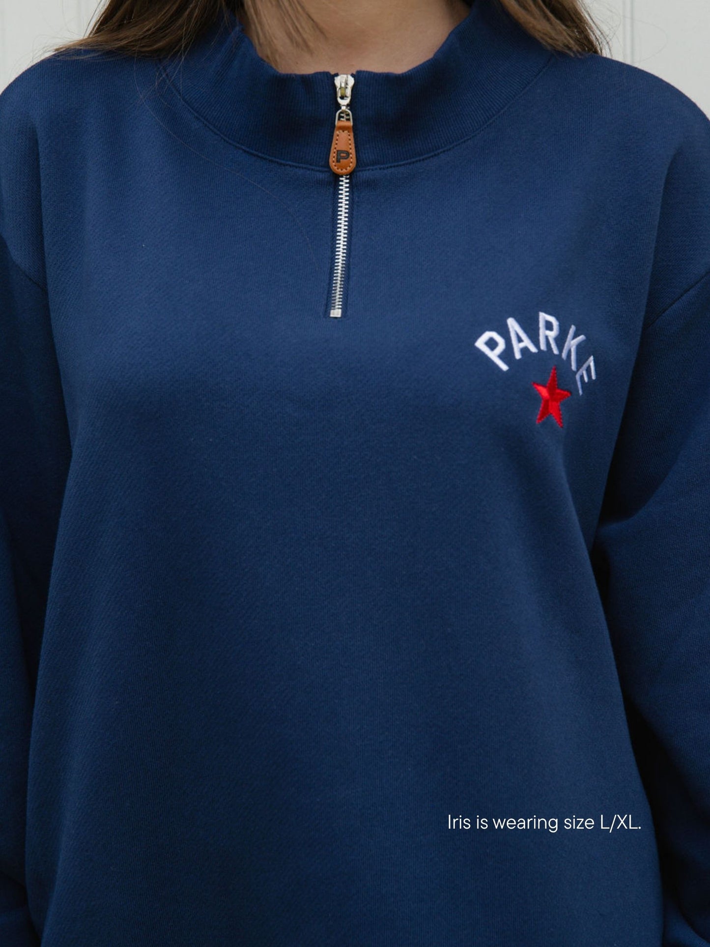 quarter zip mockneck -denim