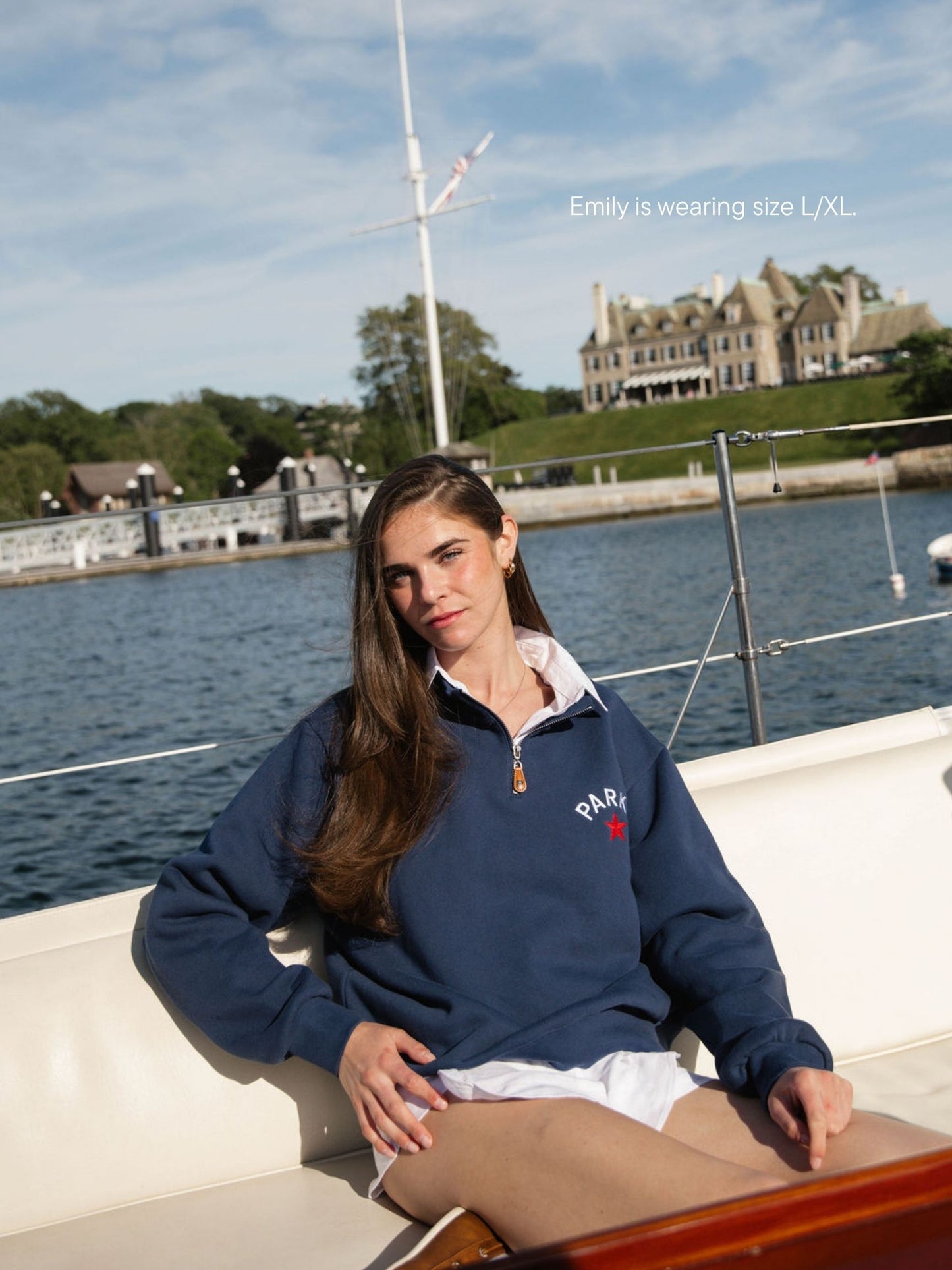 quarter zip mockneck -denim