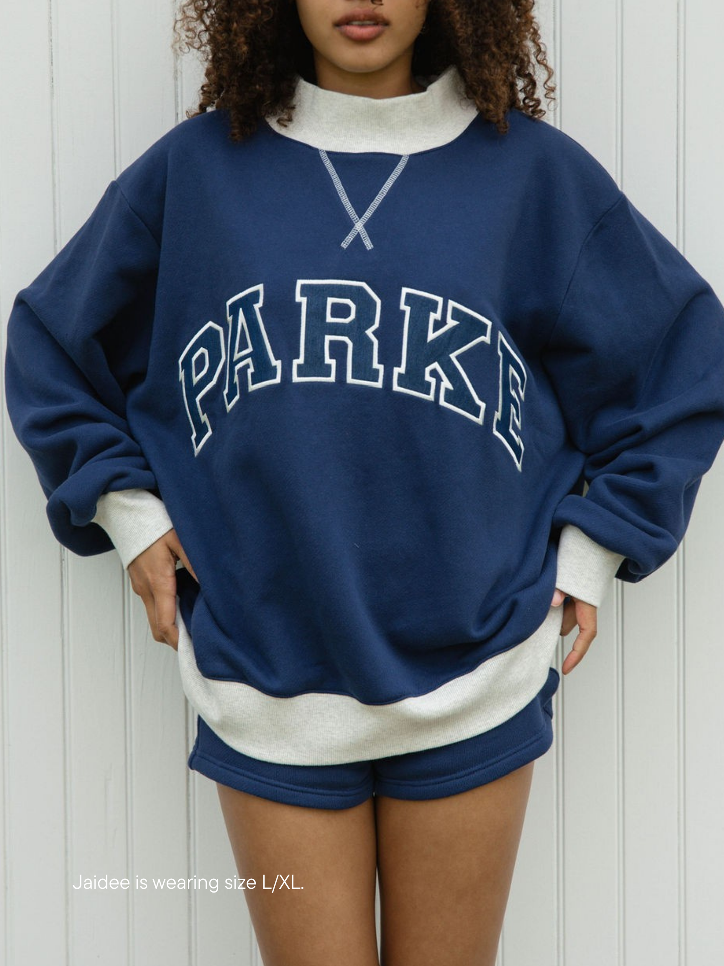 two tone varsity mockneck -denim