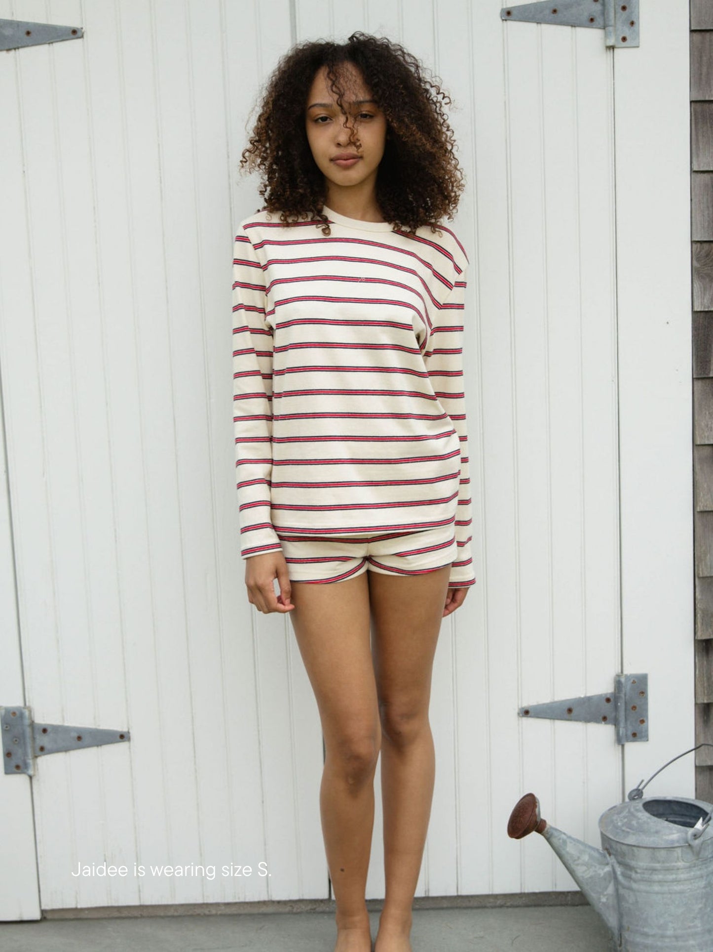 long sleeve striped tee -firecracker stripe