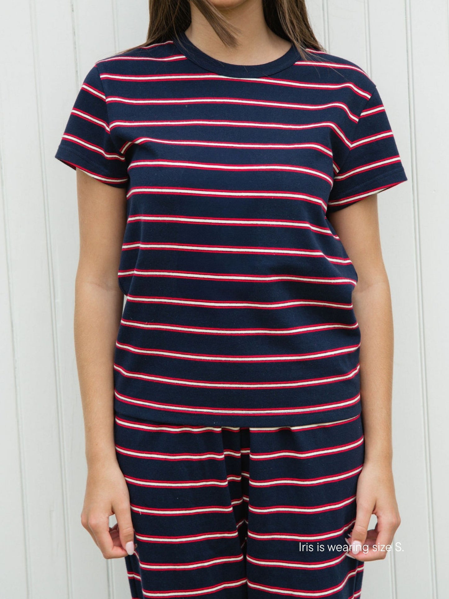 cotton tee -navy stripe