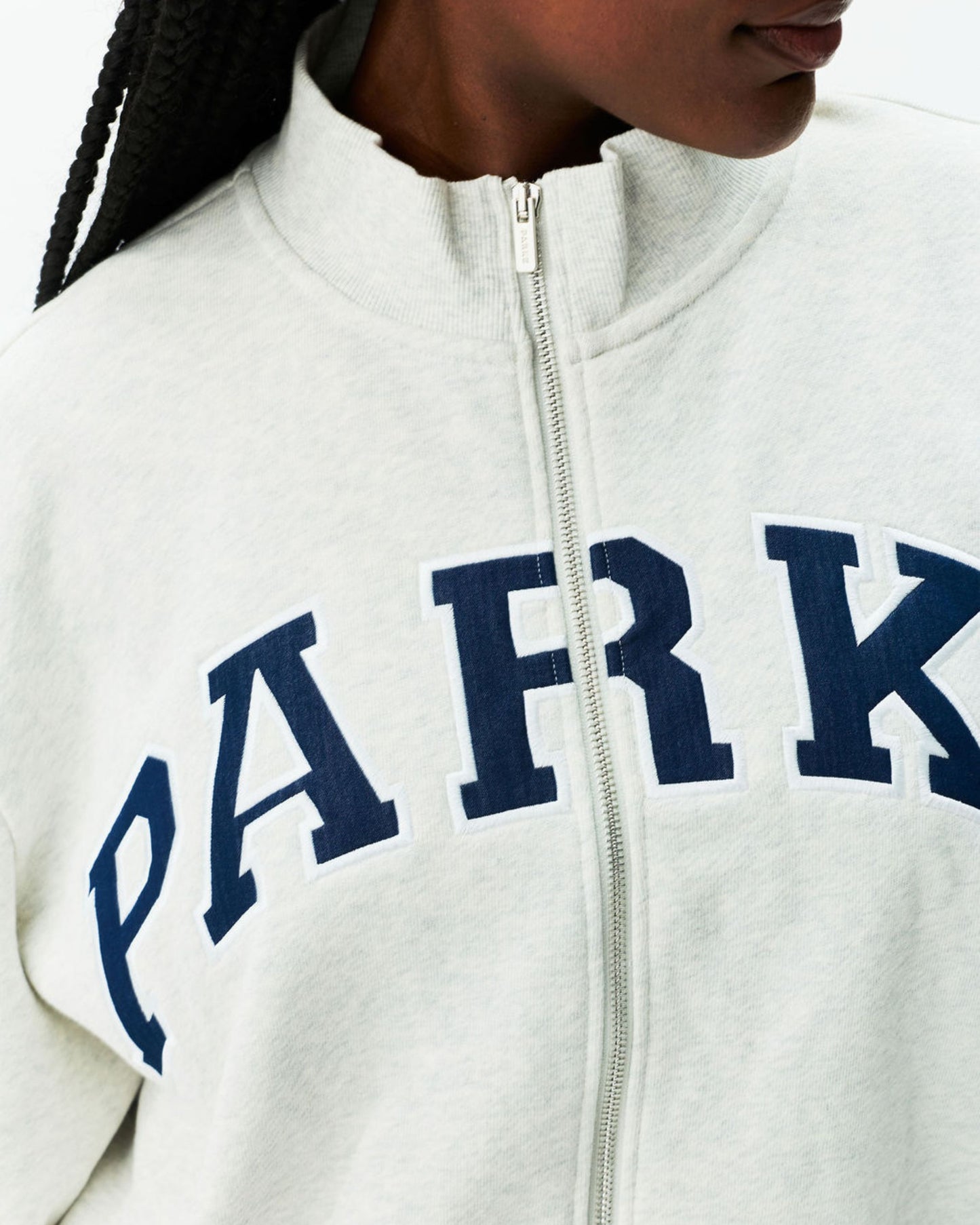 Varsity Zip Up - Heather Grey + Denim