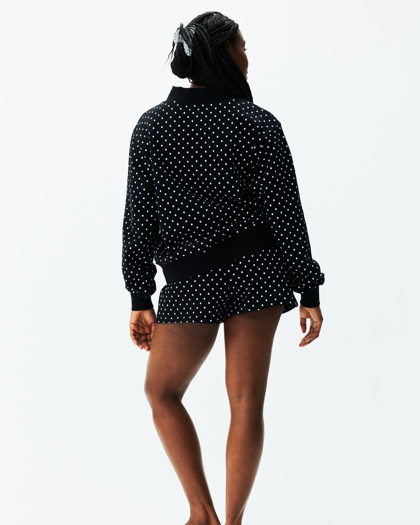 Preorder Polka Dot Varsity Mockneck - Black Polka Dot
