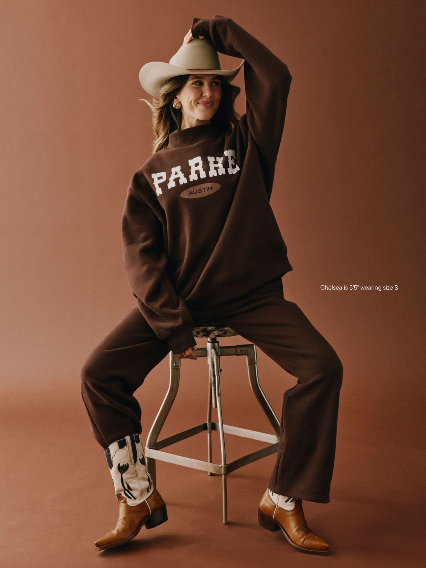 girl wearing Boxer Sweatpants -cowboy