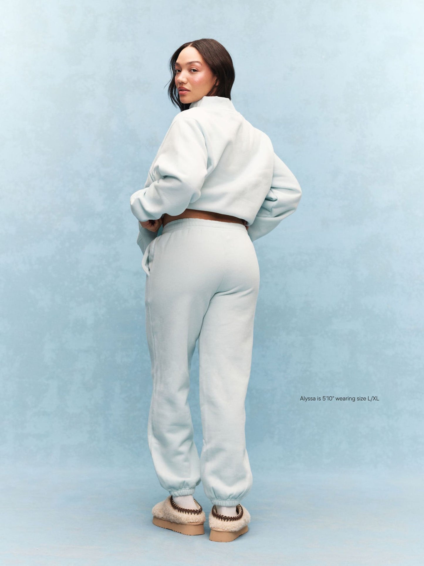 girl wearing Tonal Drawstring Unisex Sweatpants -arctic