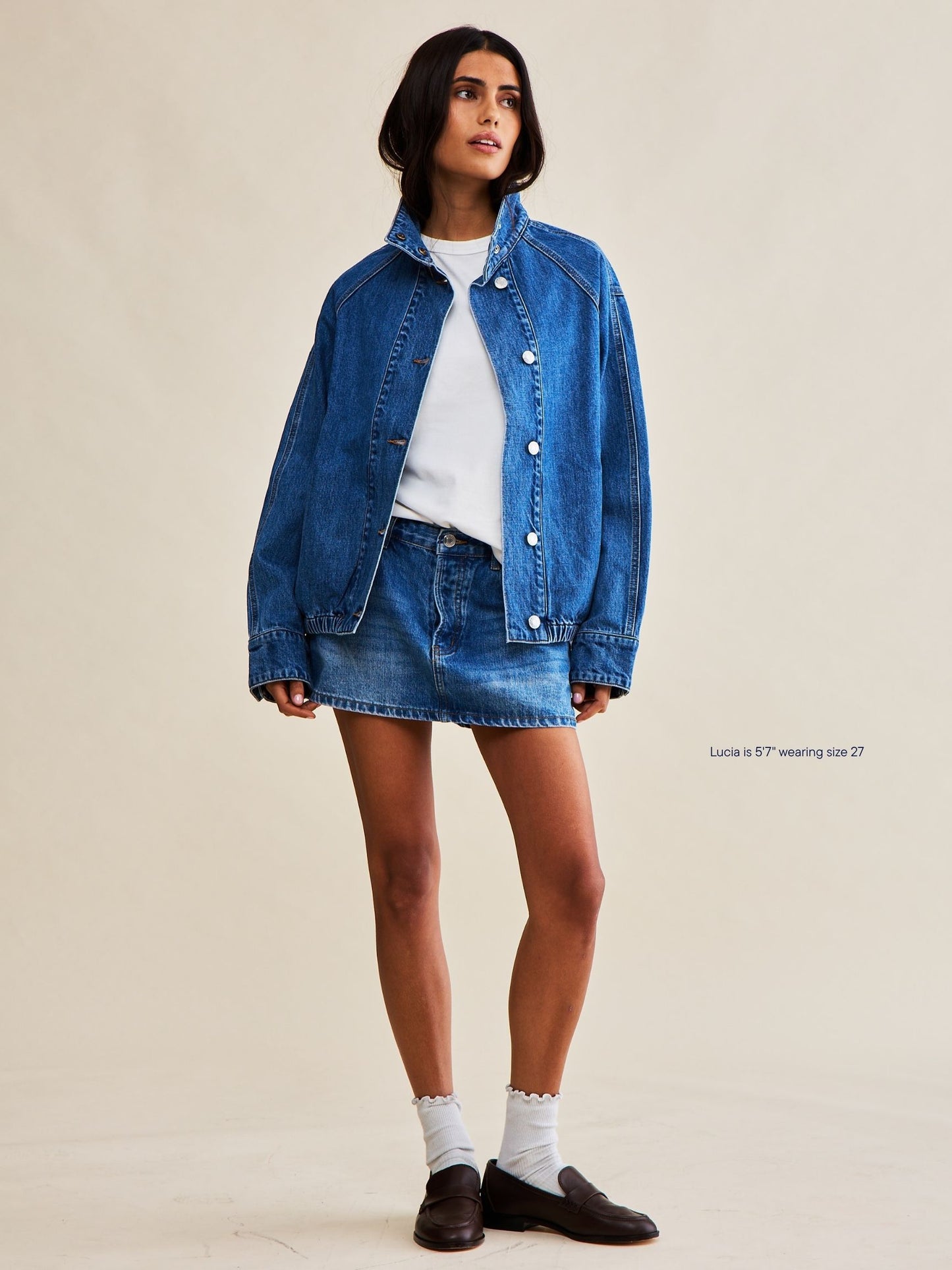 denim mini skirt -medium wash