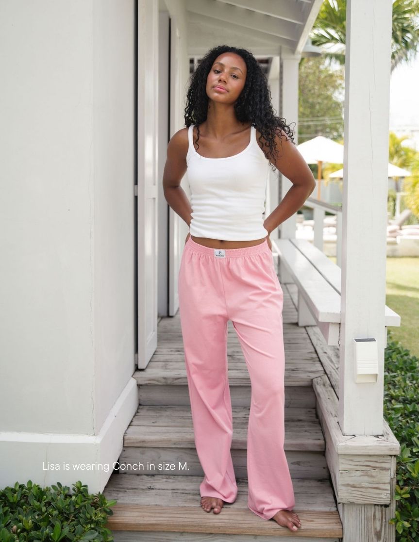 girl wearing cotton boxer pants -conch