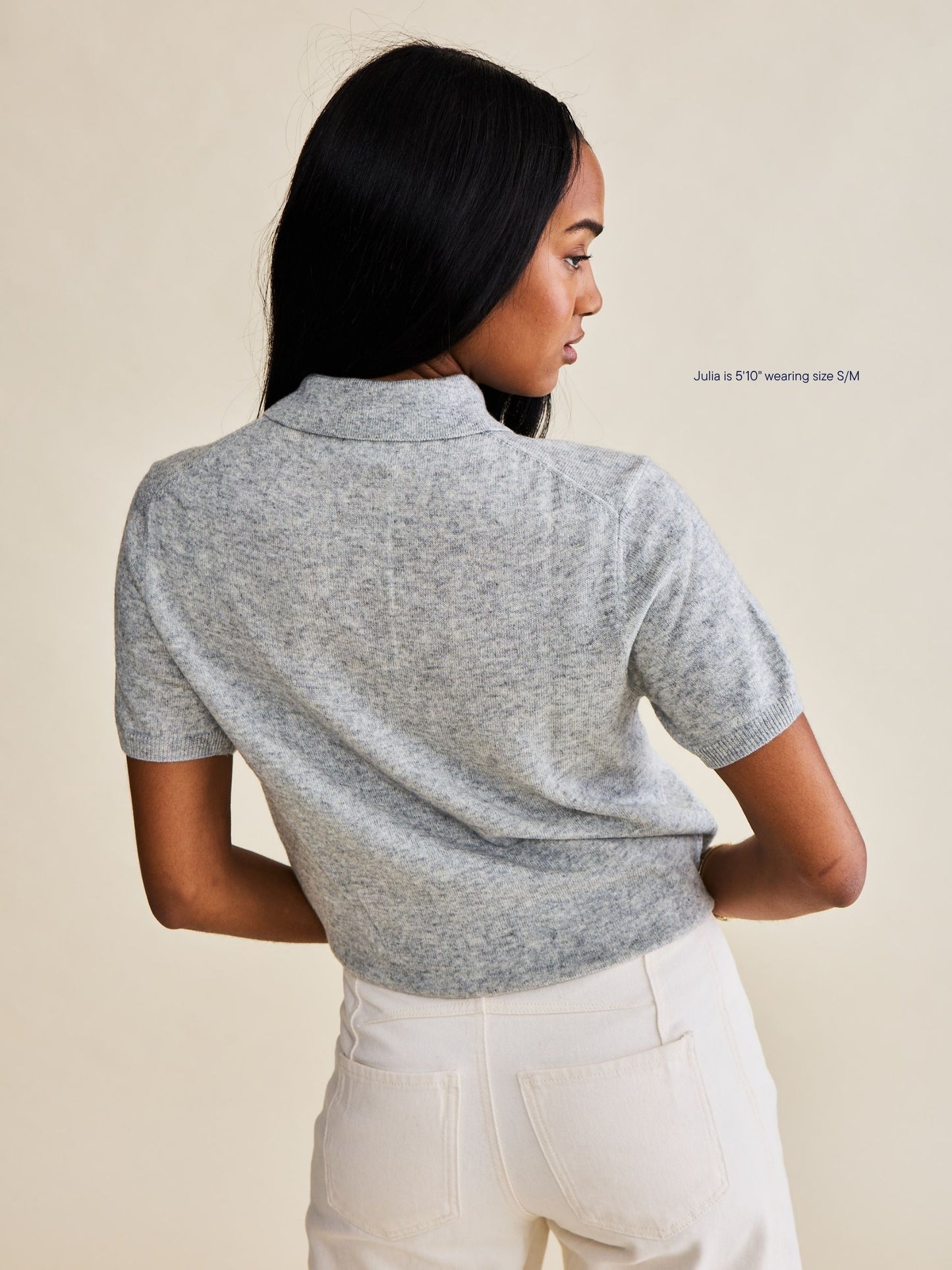 short sleeve classic polo sweater -grey