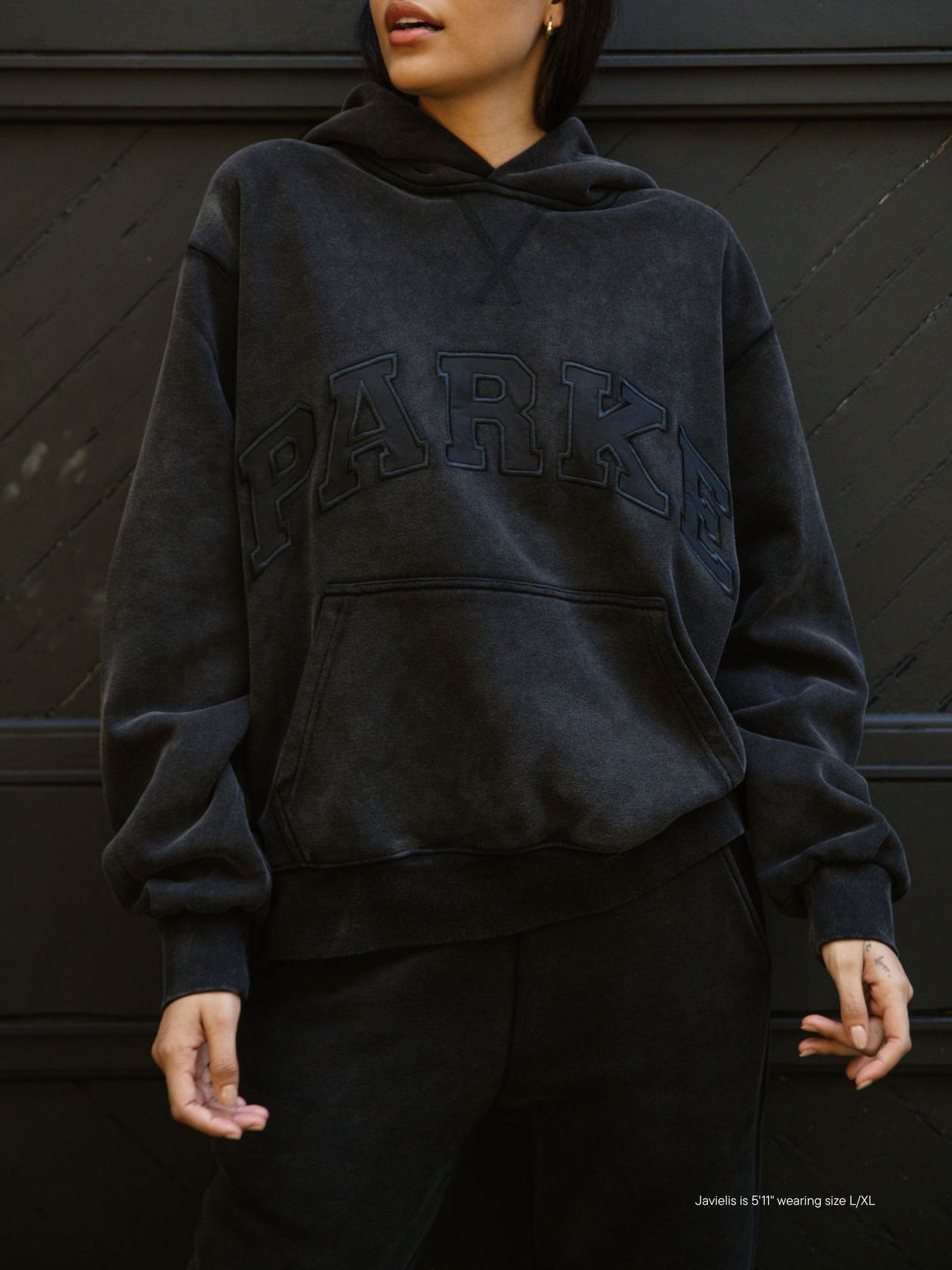 Halloween Varsity Hoodie -acid wash black