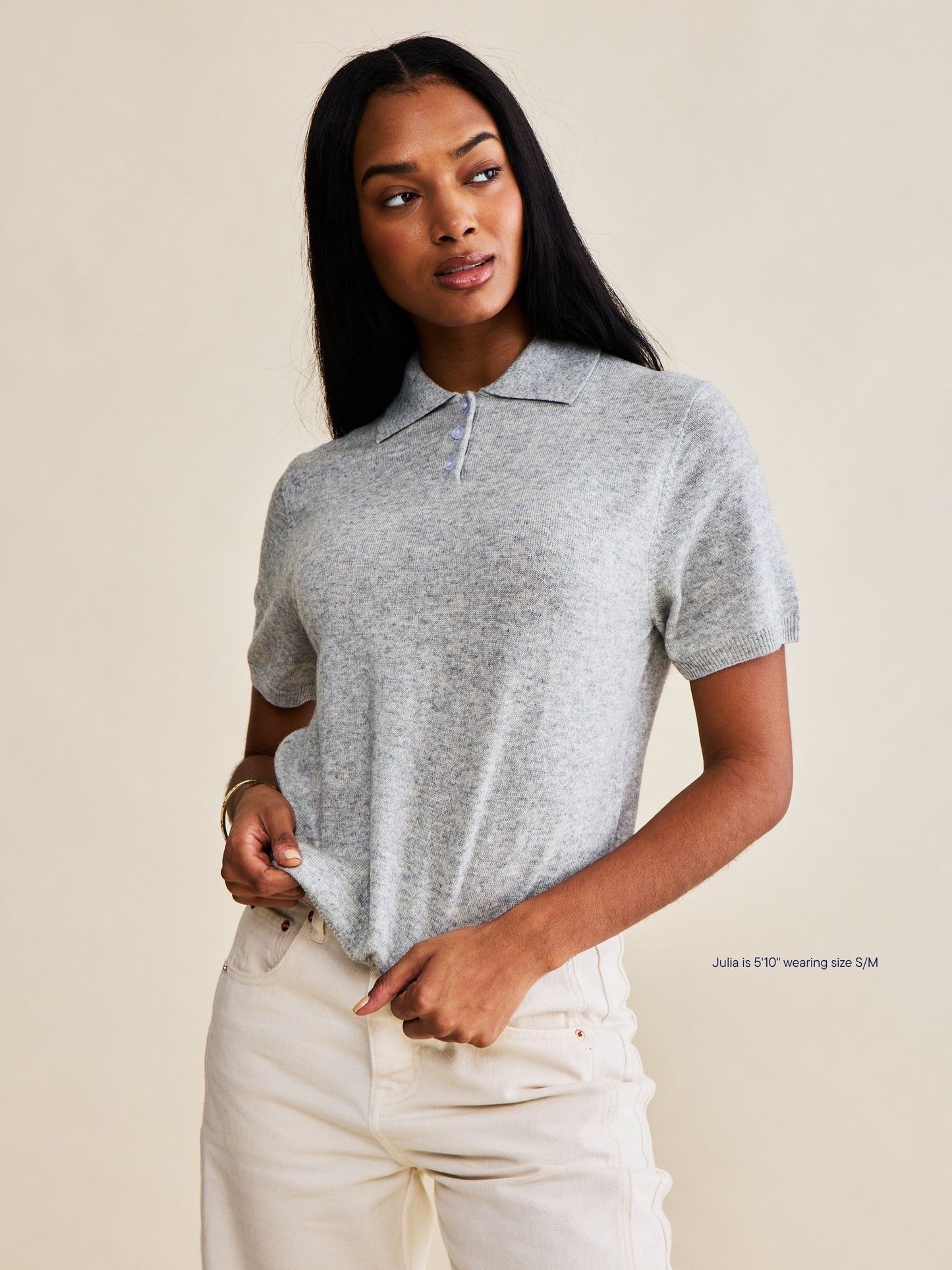 short sleeve classic polo sweater -grey