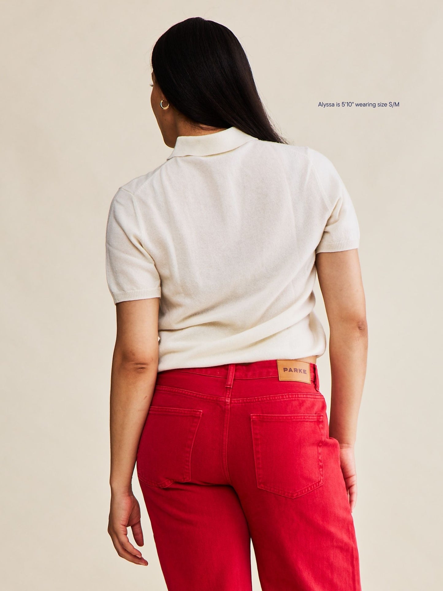 short sleeve classic polo sweater -cream