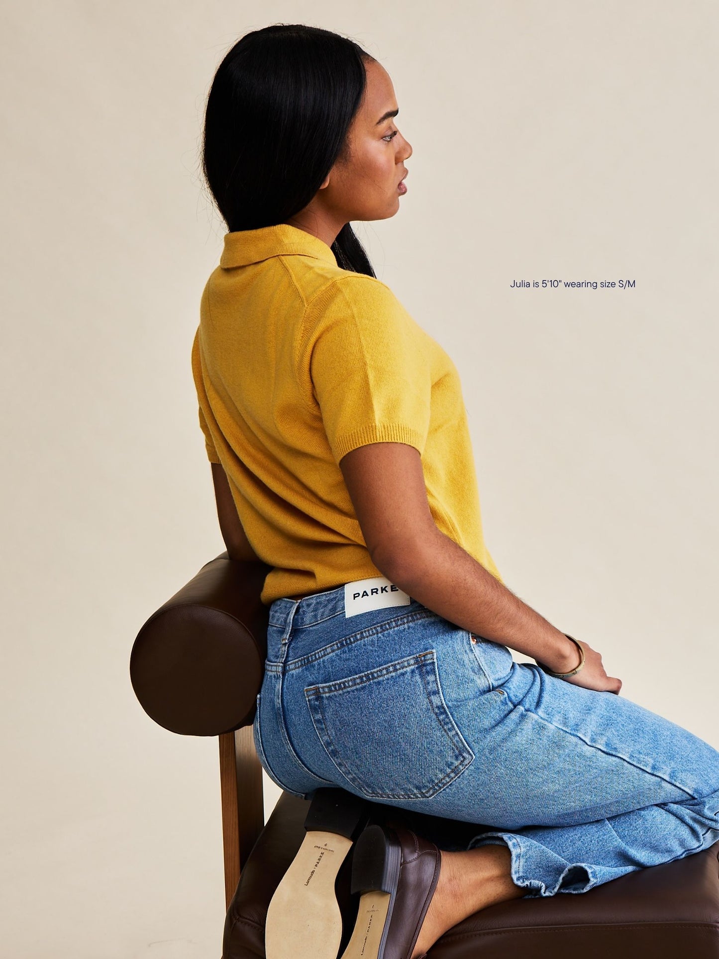 short sleeve classic polo sweater -marigold