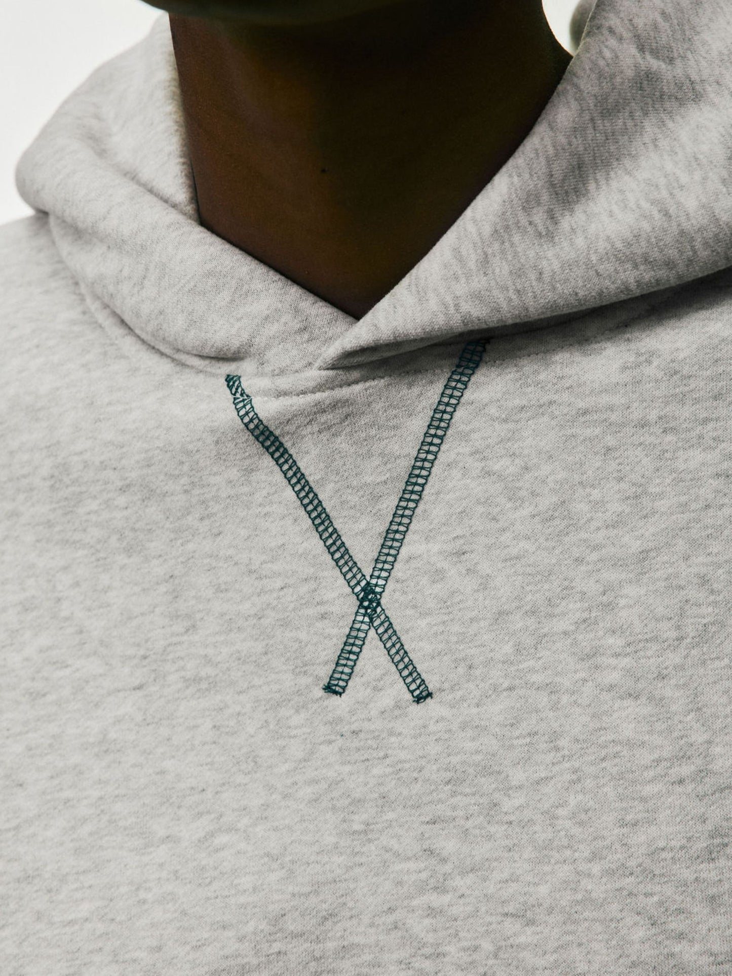 girl wearing Holiday Classic Hoodie -classic grey + forest