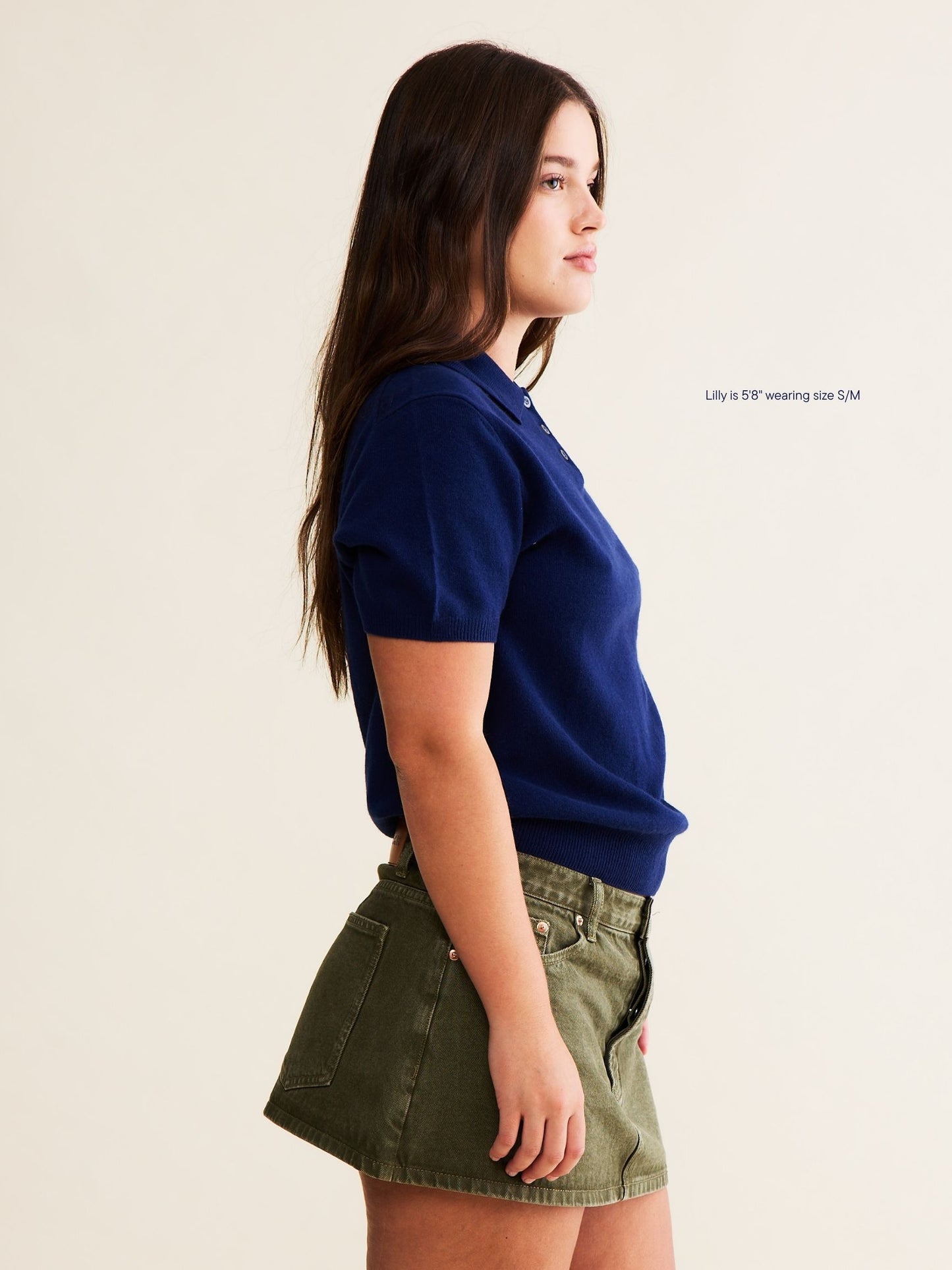 short sleeve classic polo sweater -navy