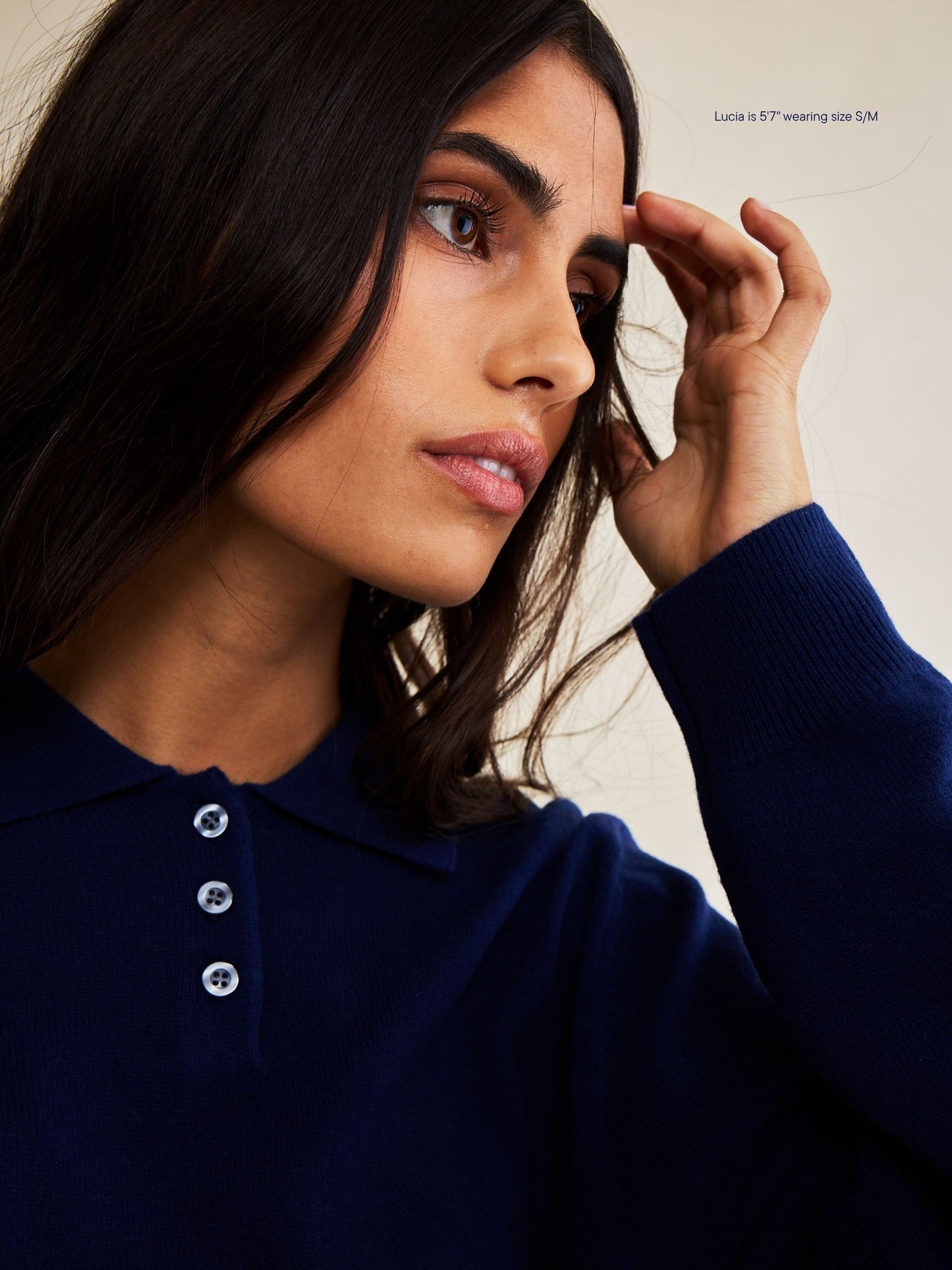long sleeve classic polo sweater -navy