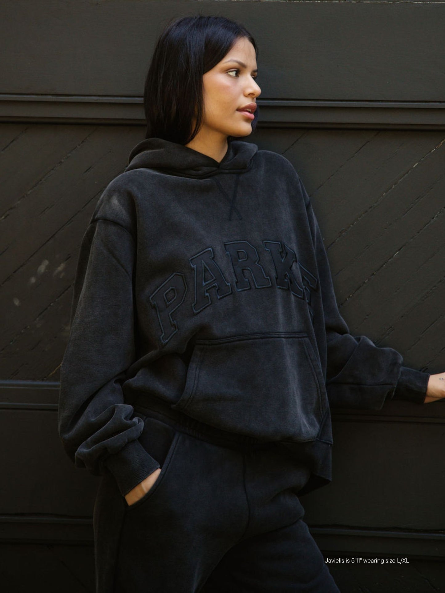 Halloween Varsity Hoodie -acid wash black