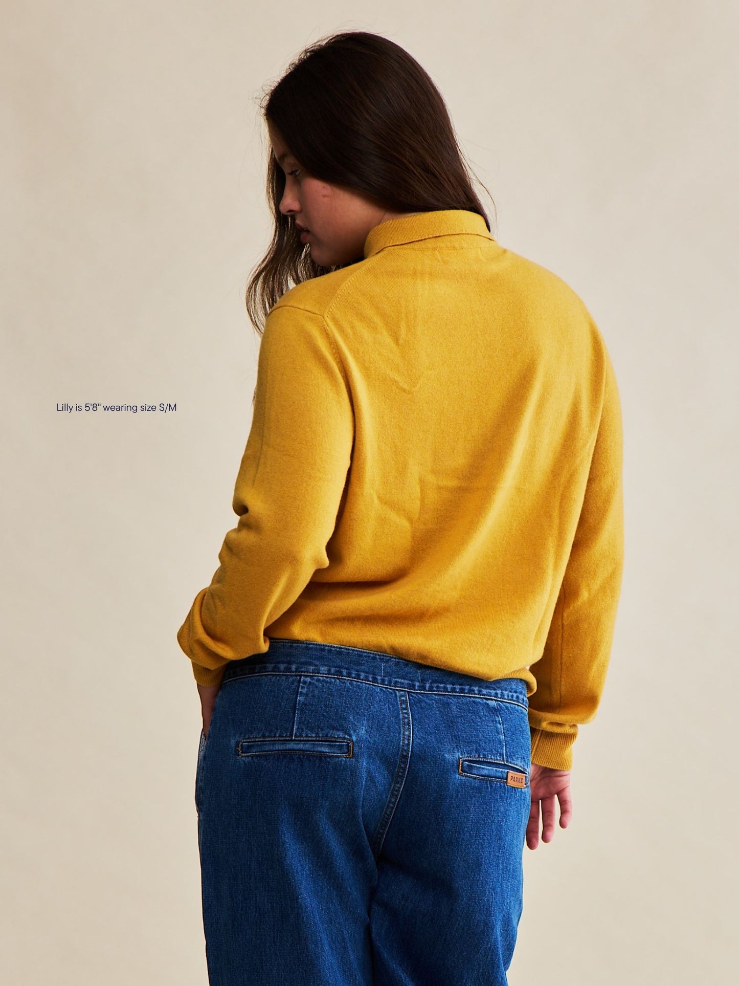 long sleeve classic polo sweater -marigold
