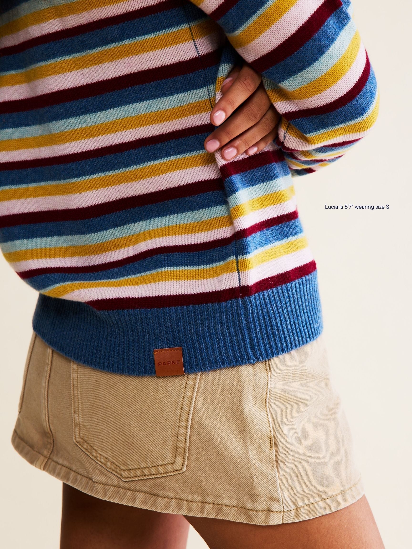 striped sweater -rose+mocha+apricot