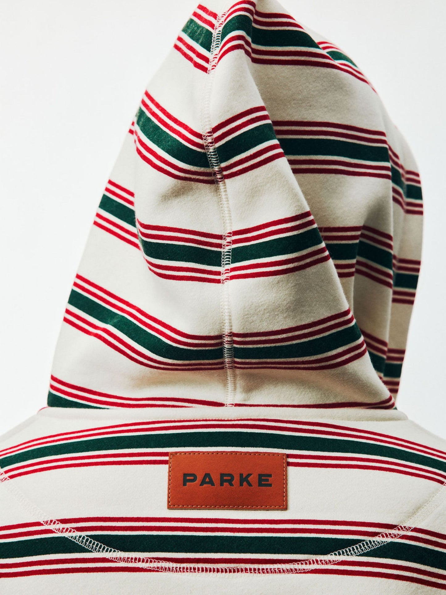 girl wearing Holiday Robe -eggnog stripe