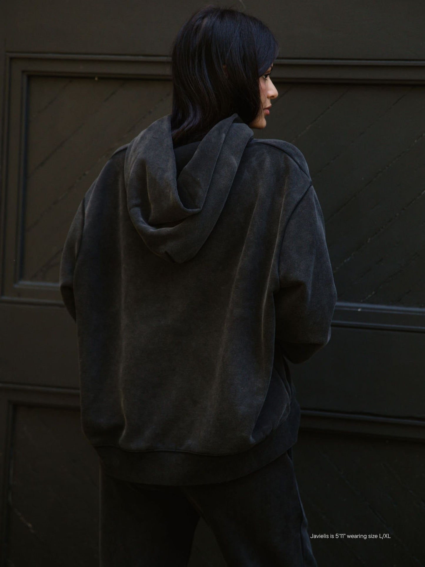 Halloween Varsity Hoodie -acid wash black