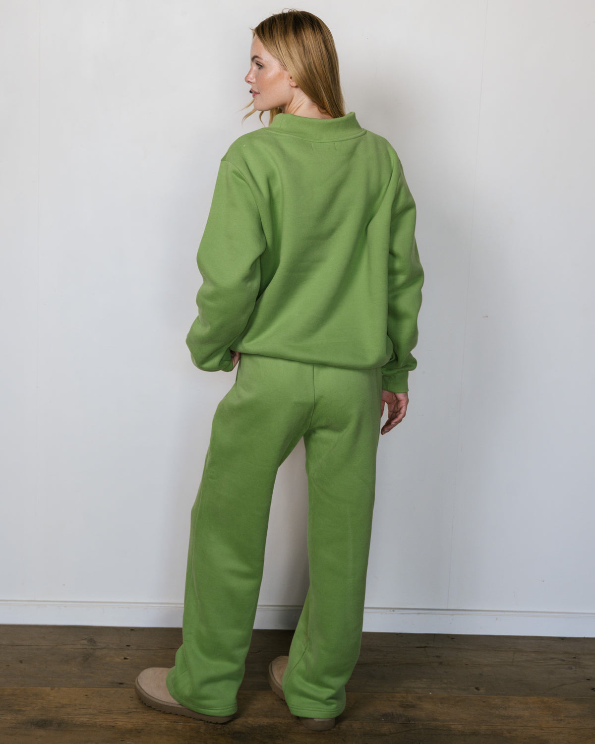 Varsity Mockneck - Matcha + White